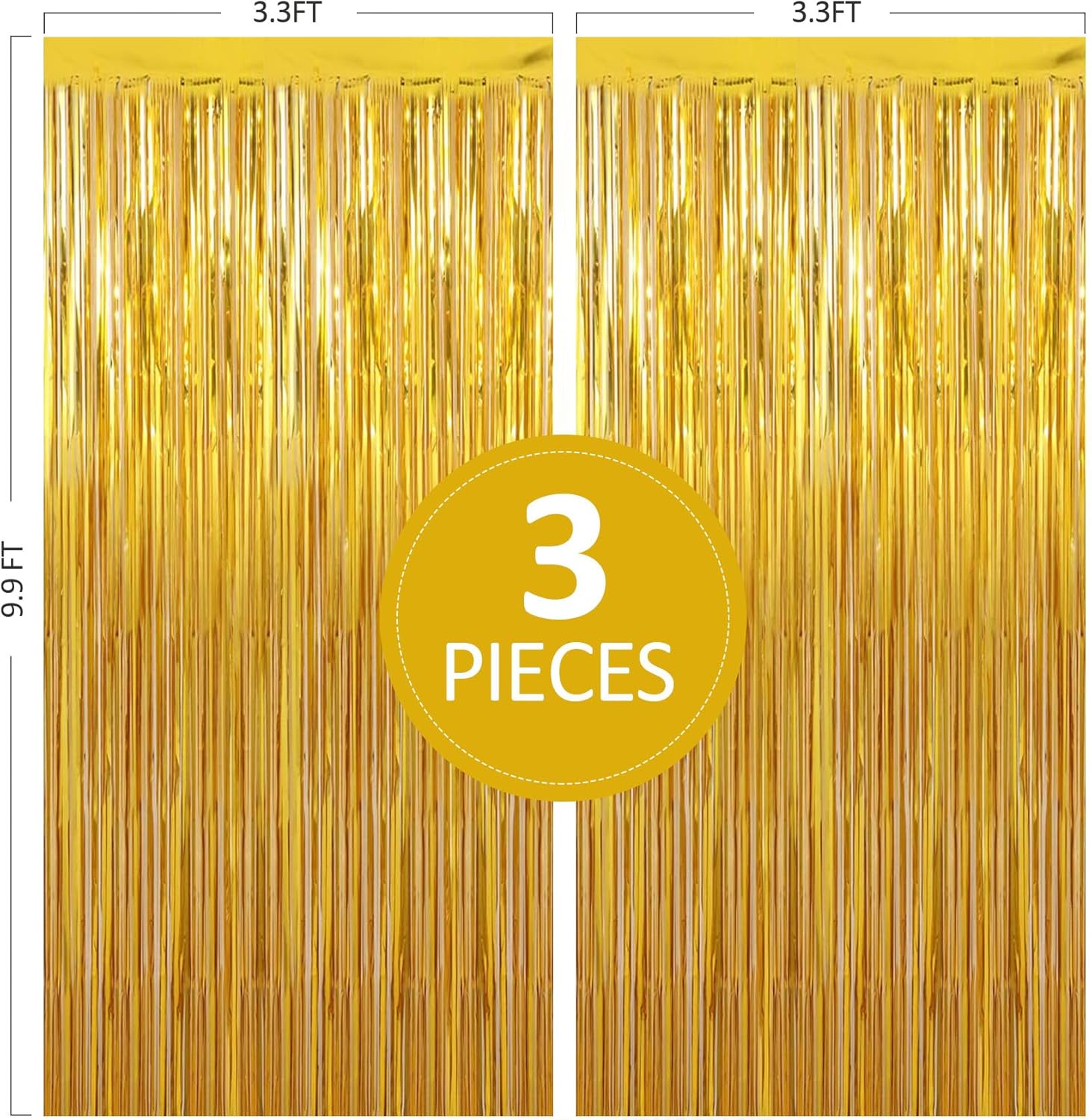 Birthday Party Decorations 3 Pack Gold Foil Fringe Curtains