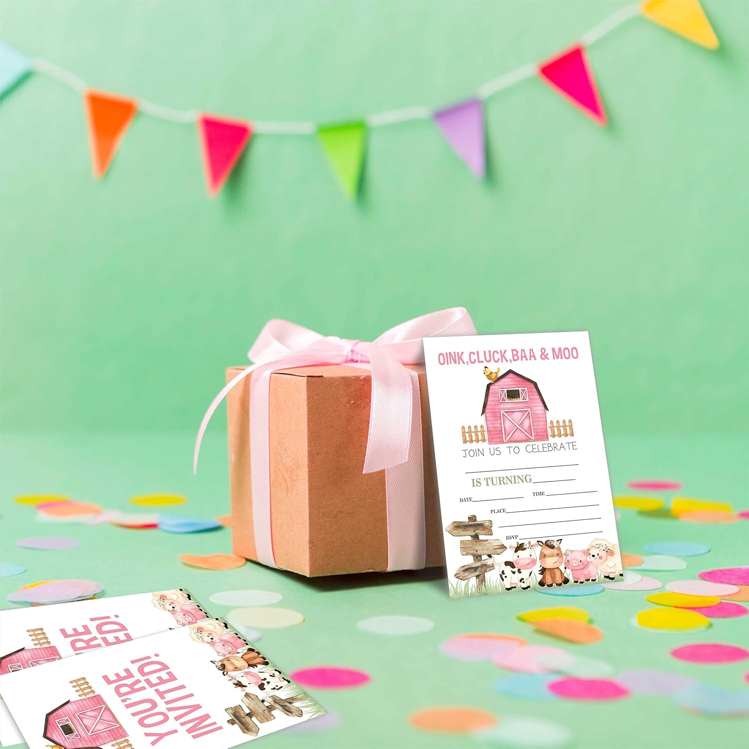 Farm Birthday Party Invitation Cards with Envelopes 20 Count