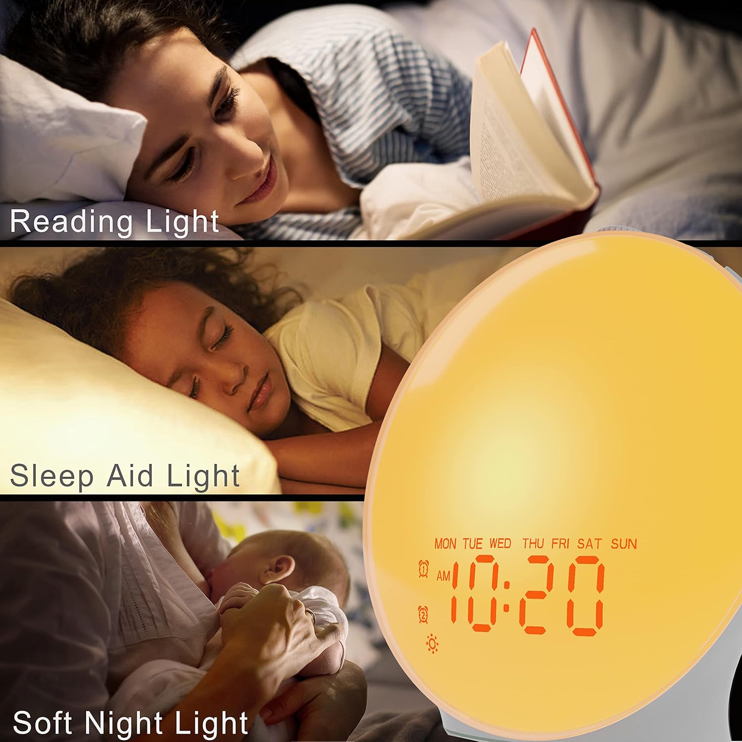 JALL Sunrise Alarm Clock with 17 Nightlights and 5W Speaker