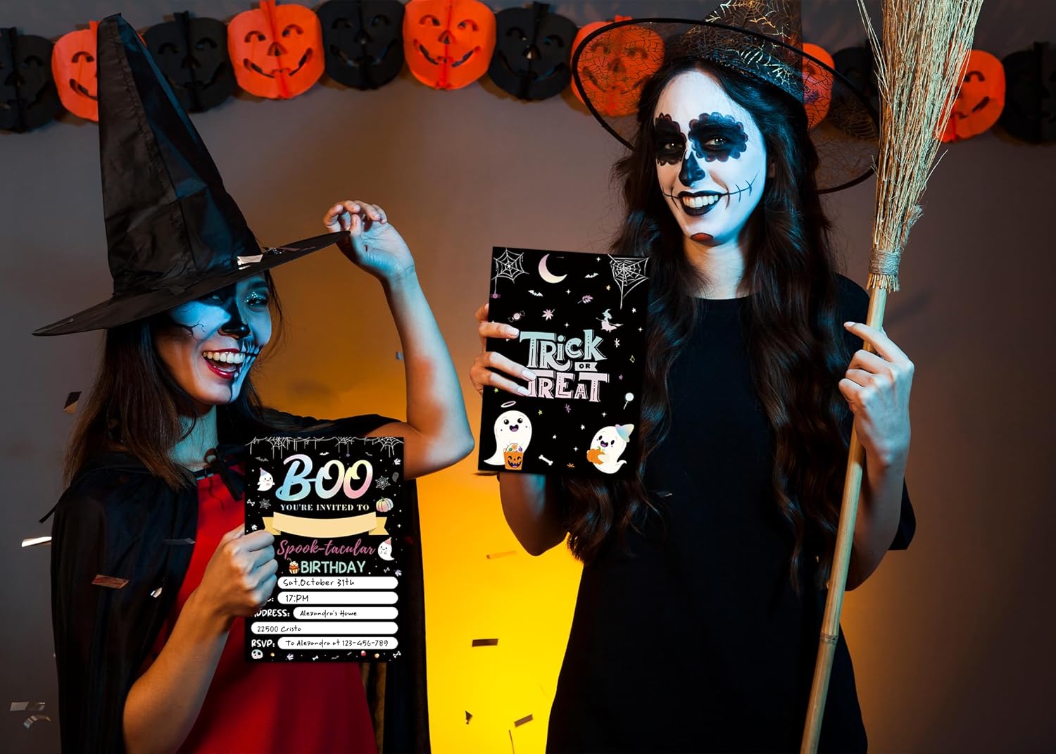 HEYINSHEN 20 Halloween Birthday Invitations with Envelopes