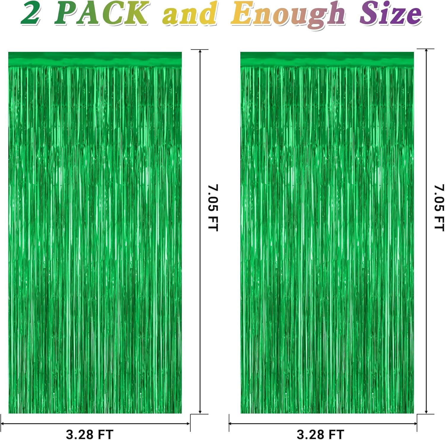 2 Pack Tinsel Backdrop Green Party Decor
