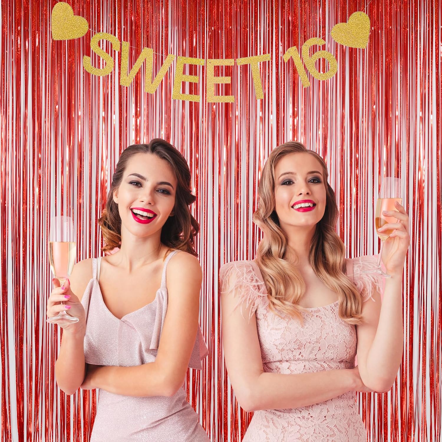 Foil Fringe Curtains 3 Pack Red Streamers Party Decor
