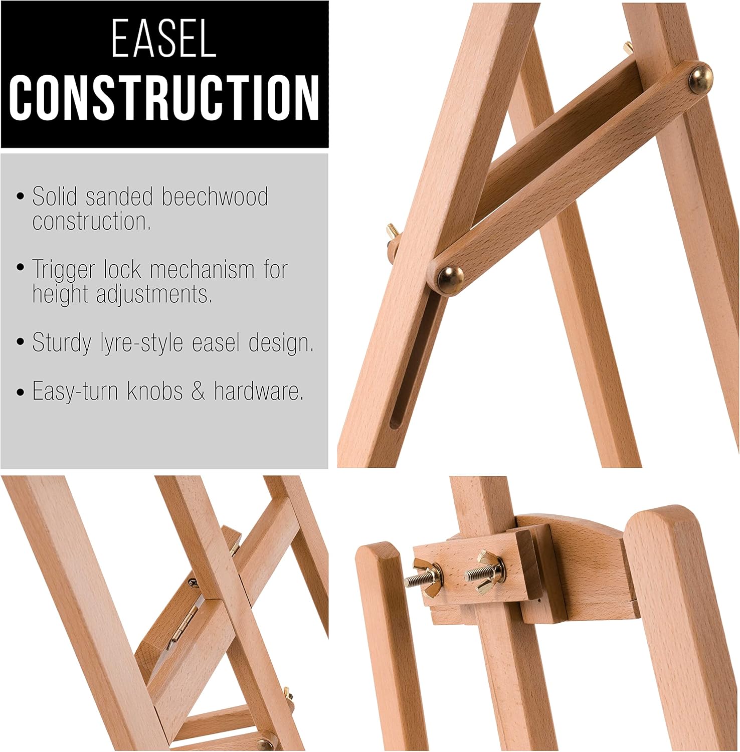 US Art Supply 56 Inch High Medium A-Frame Wood Easel