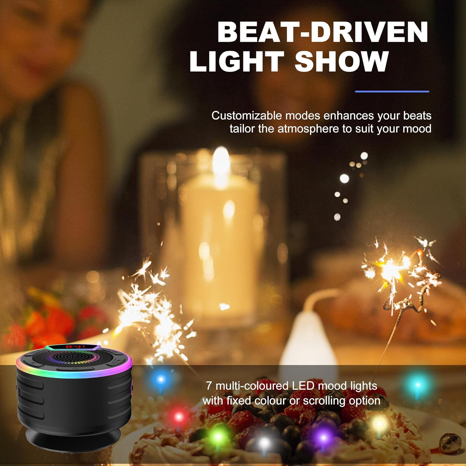 BassPal Bluetooth Speaker with LED Display and Light Show