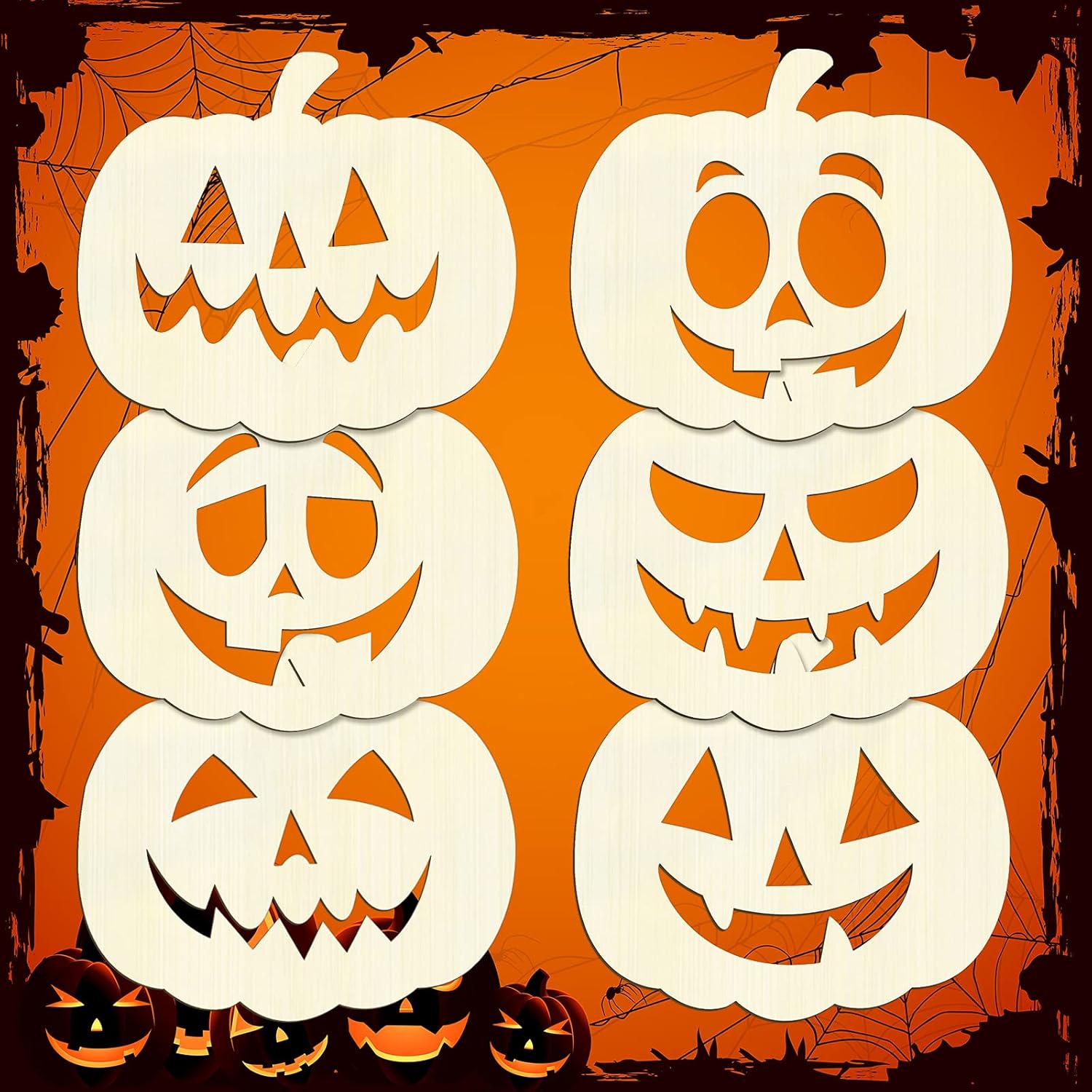 6 Halloween Unfinished Wooden Pumpkins for DIY Crafts