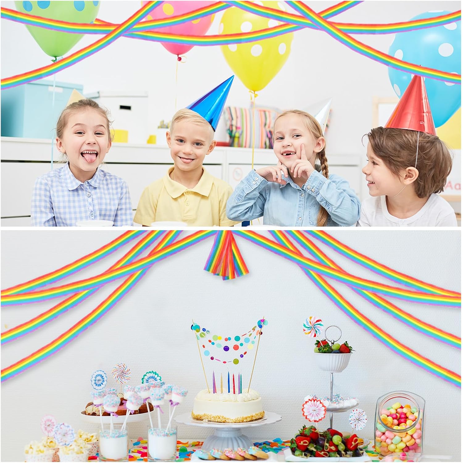 Epakh 5 Rolls Rainbow Crepe Paper Streamers 165 Ft