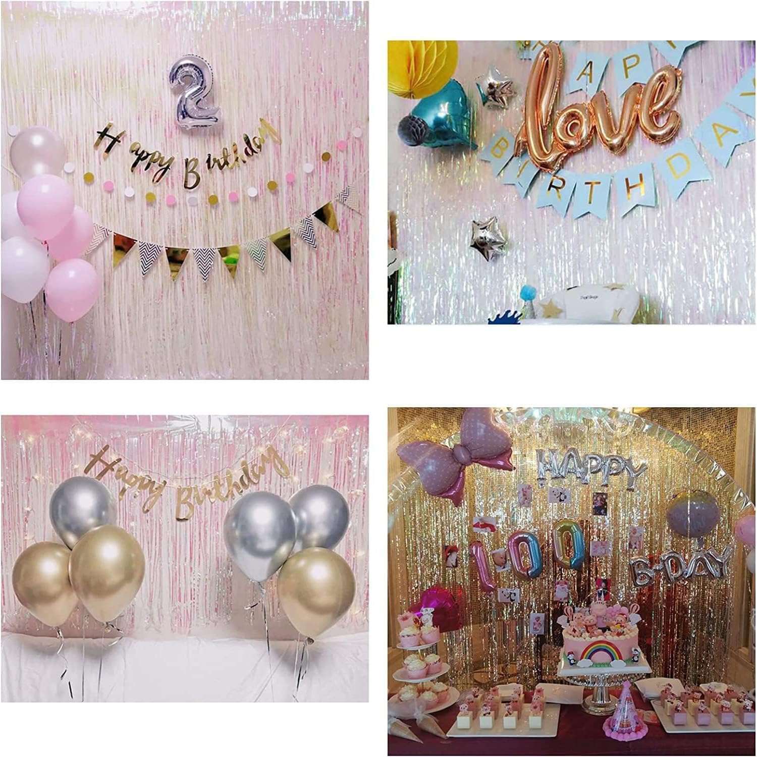 Braveshine Iridescent Foil Fringe Backdrops 2 Pack