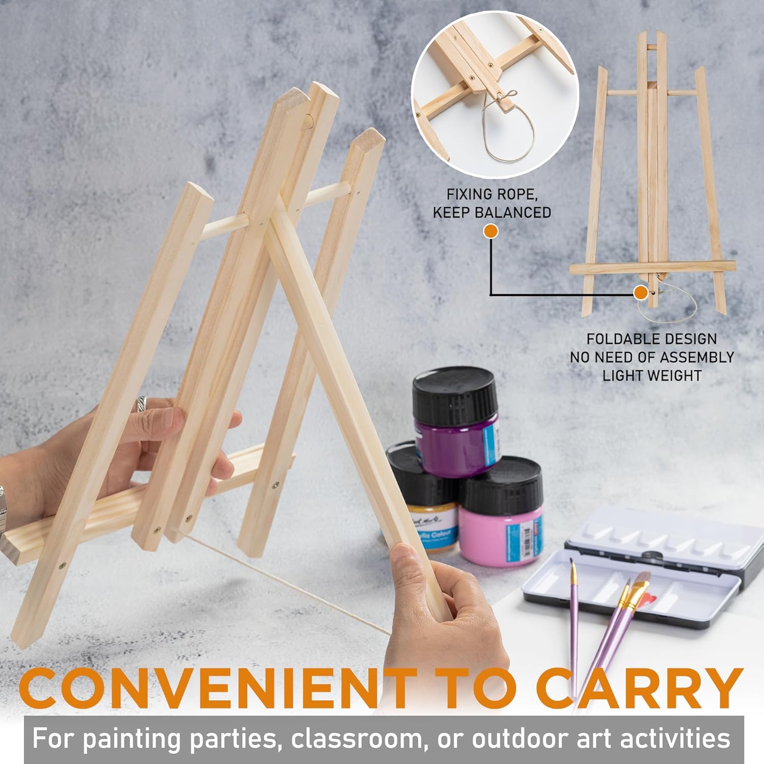 DUGATO 16 Inch Wood Tabletop Easel Set 2 Pack A-Frame Stand