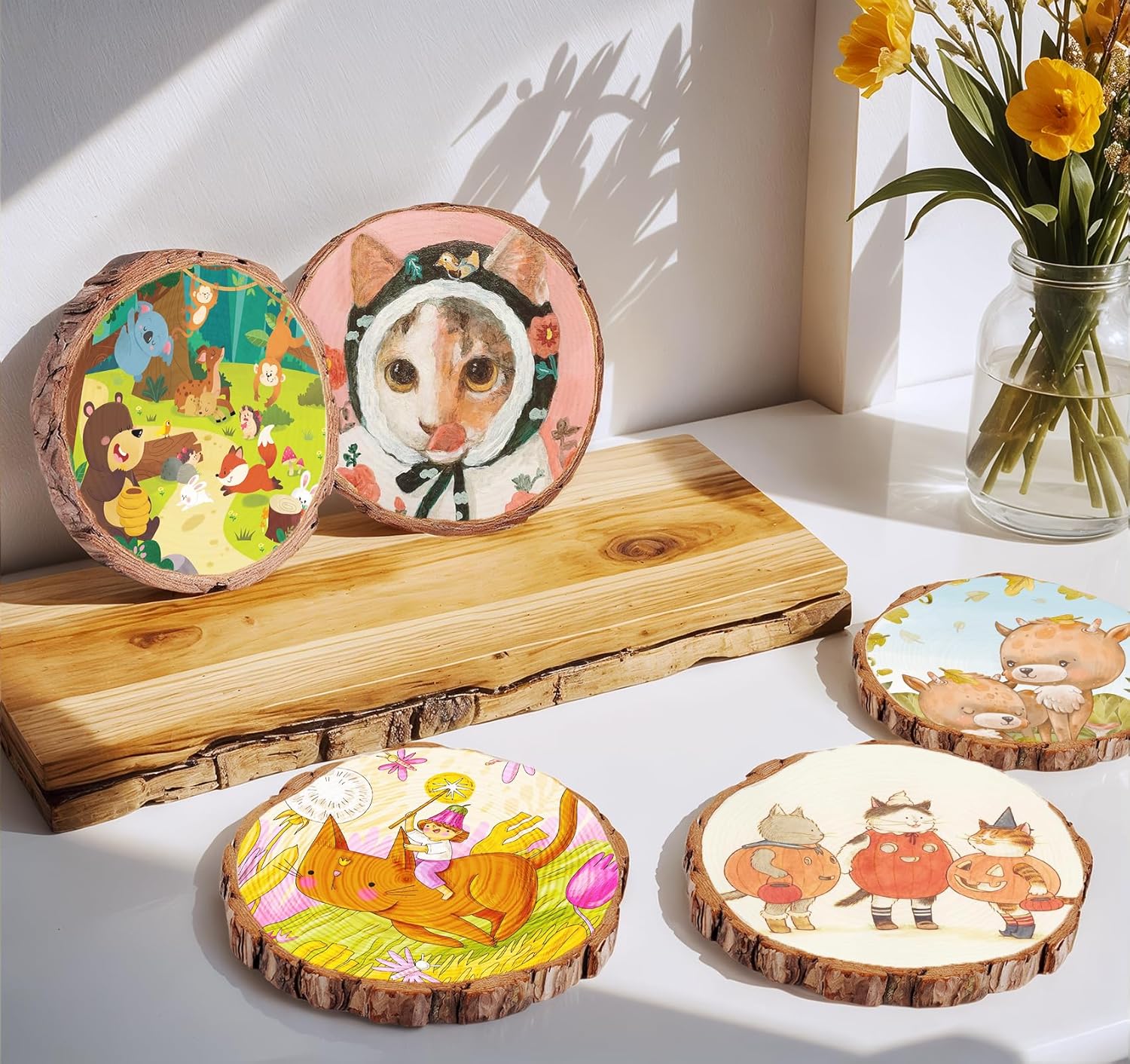 65-8 Inch Natural Wood Slices 6 Pcs for Centerpieces and Crafts