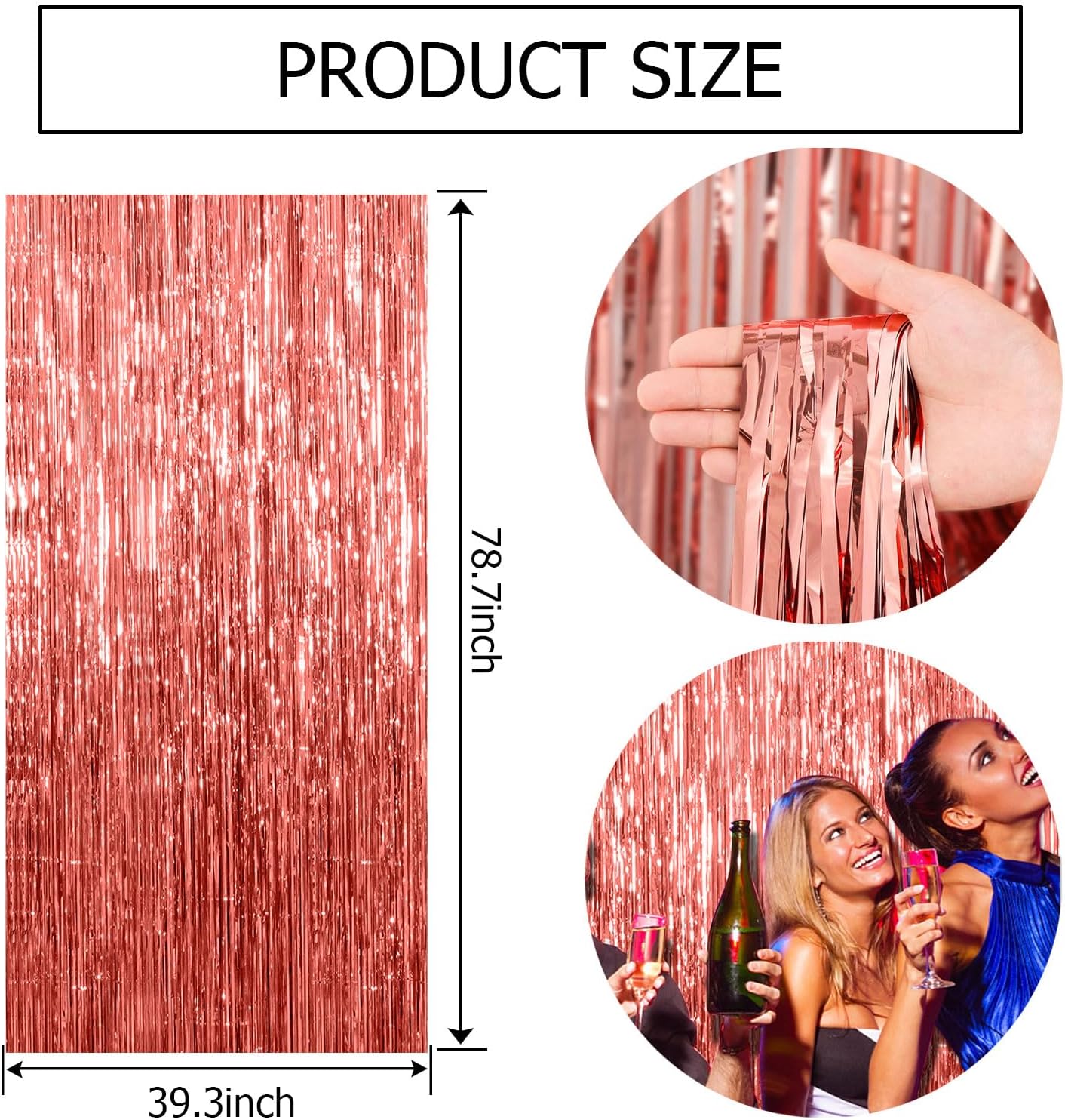 2 Pack Rose Gold Fringe Backdrop Decorations