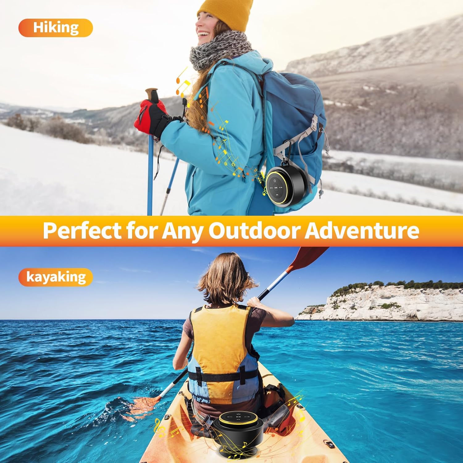 Bluetooth Shower Speaker with Carabiner IP67 Waterproof