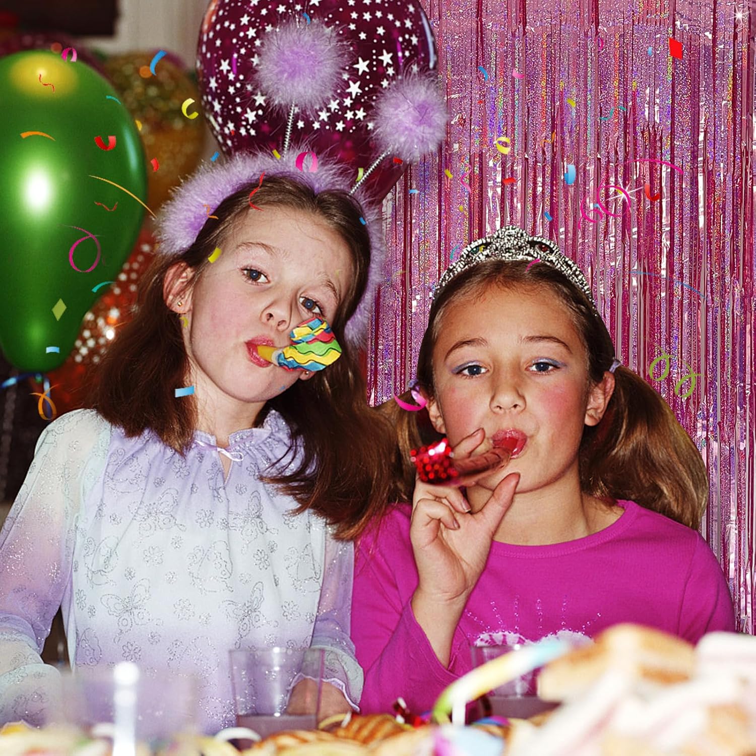 Tinsel Curtain Party Backdrop Pink 2 Packs Glitter Foil Decorations