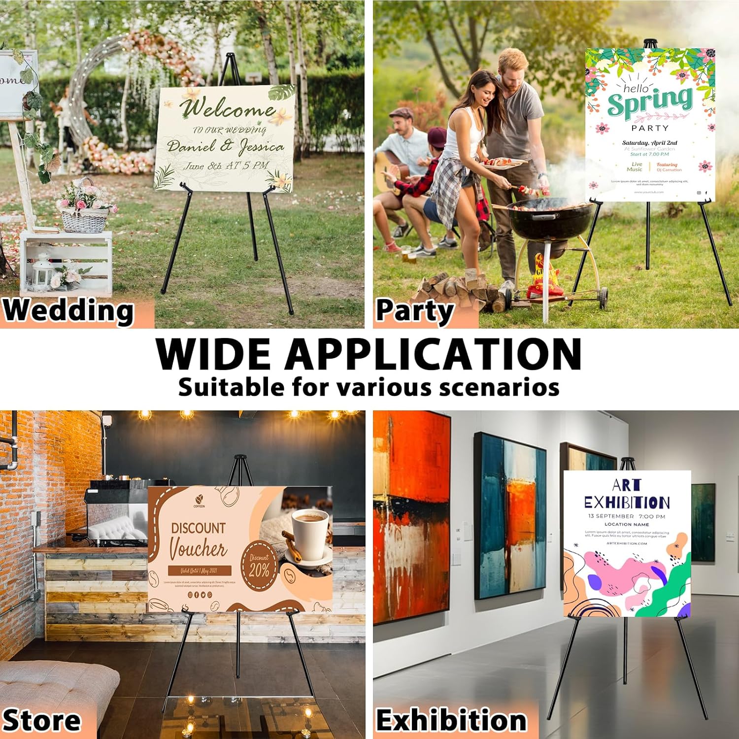 OUTNEE 63 Inch Foldable Easel Stand 2 Pack