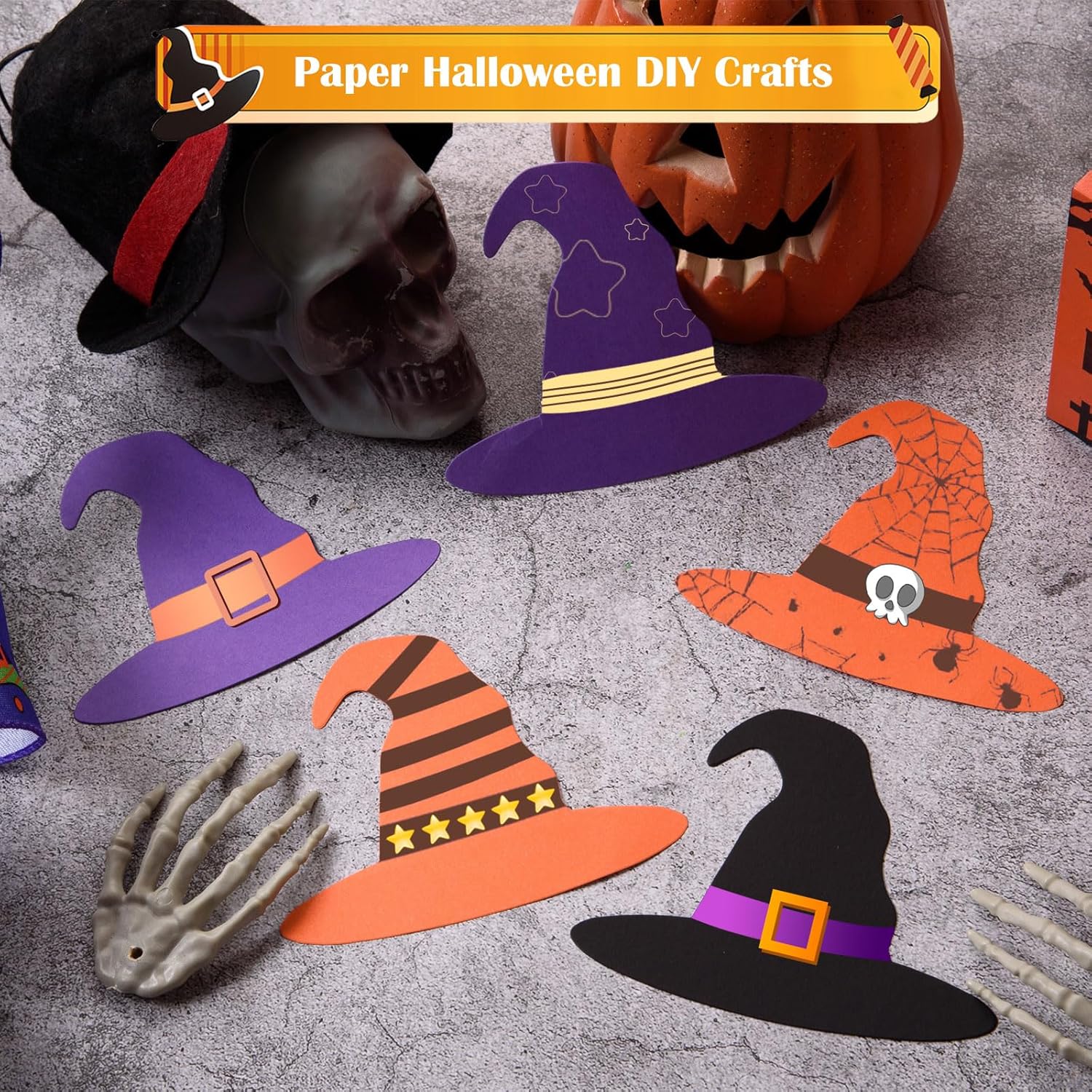 MixTeach Halloween Witch Hat Cutouts 180 Pcs