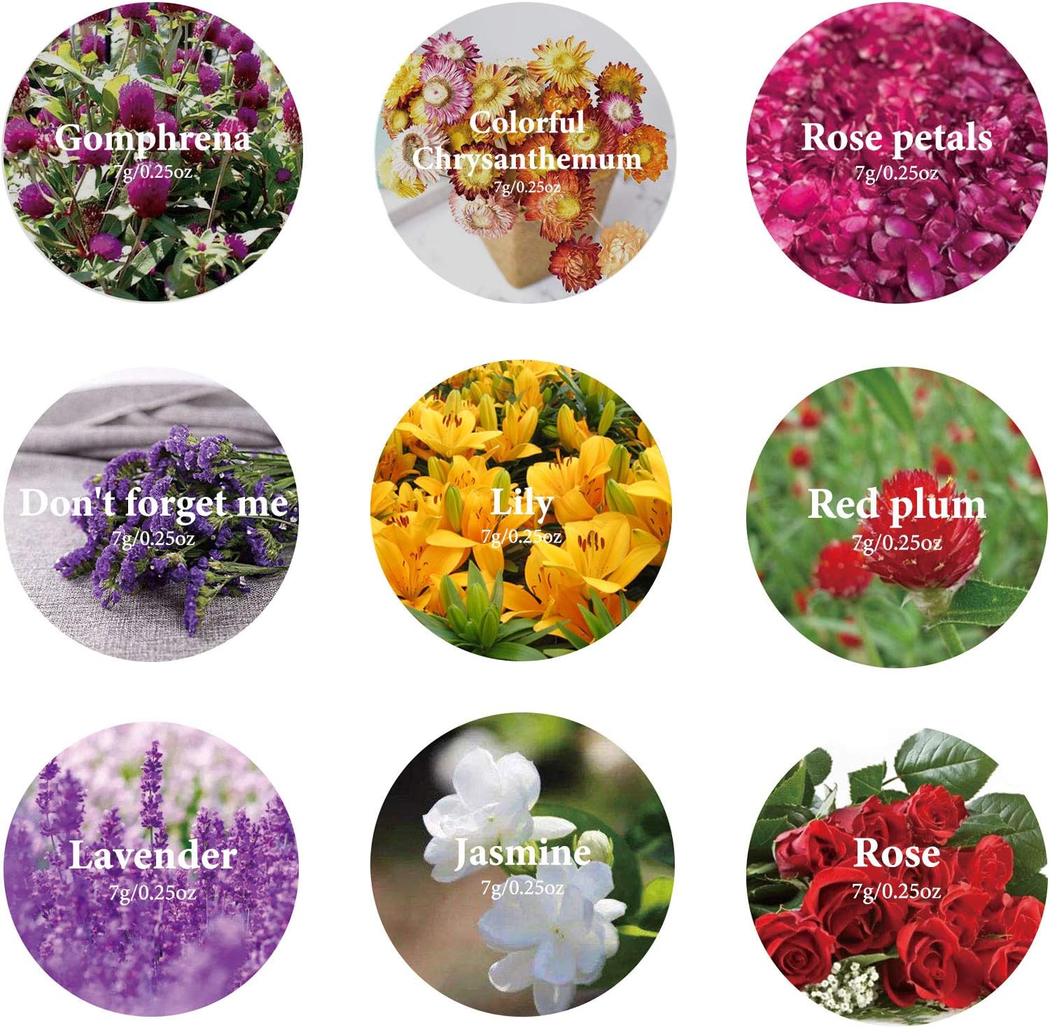 9 Bags Natural Dried Flowers Kit for Soap and Candle Making