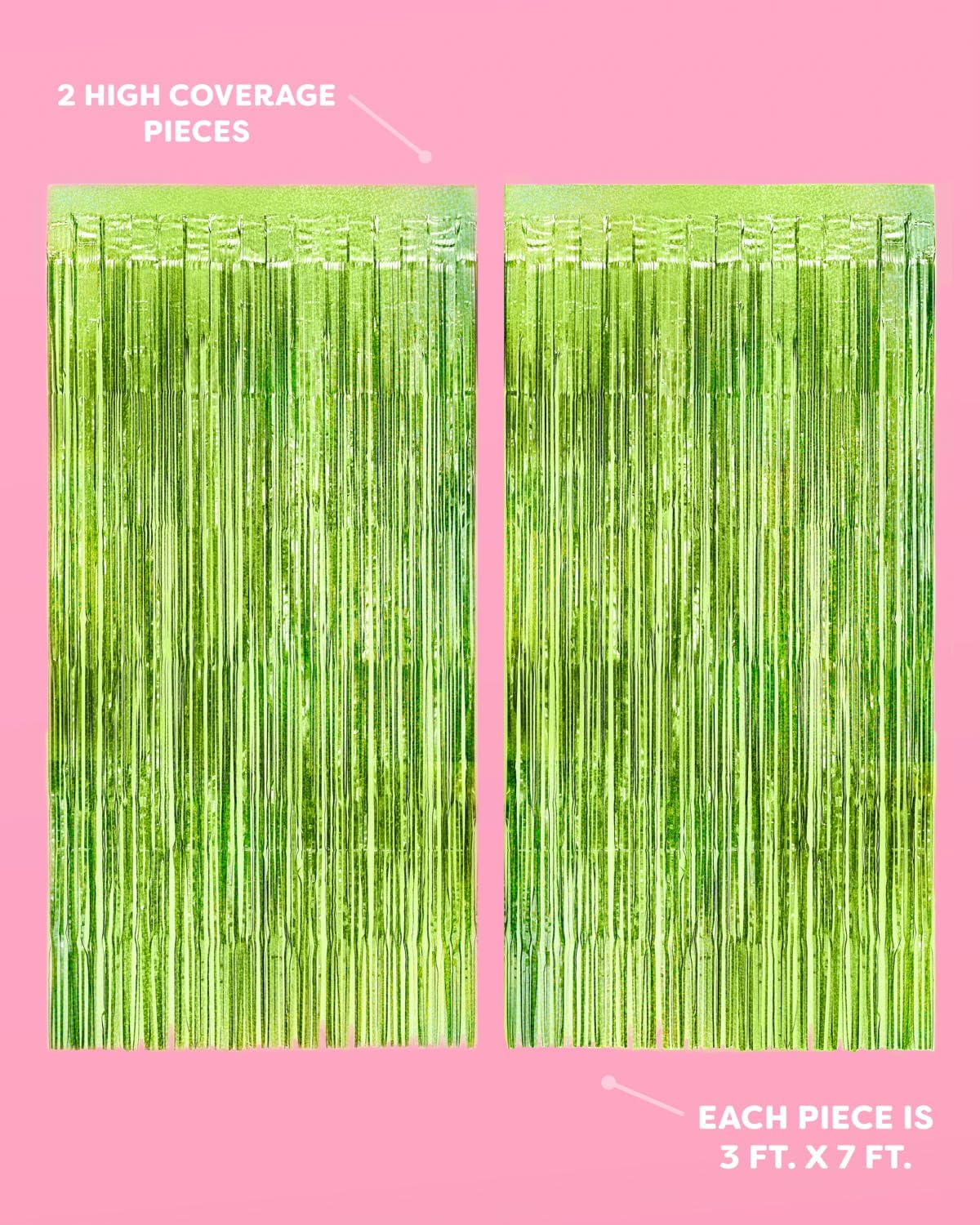XO Fetti Lime Green Foil Curtain Set of 2