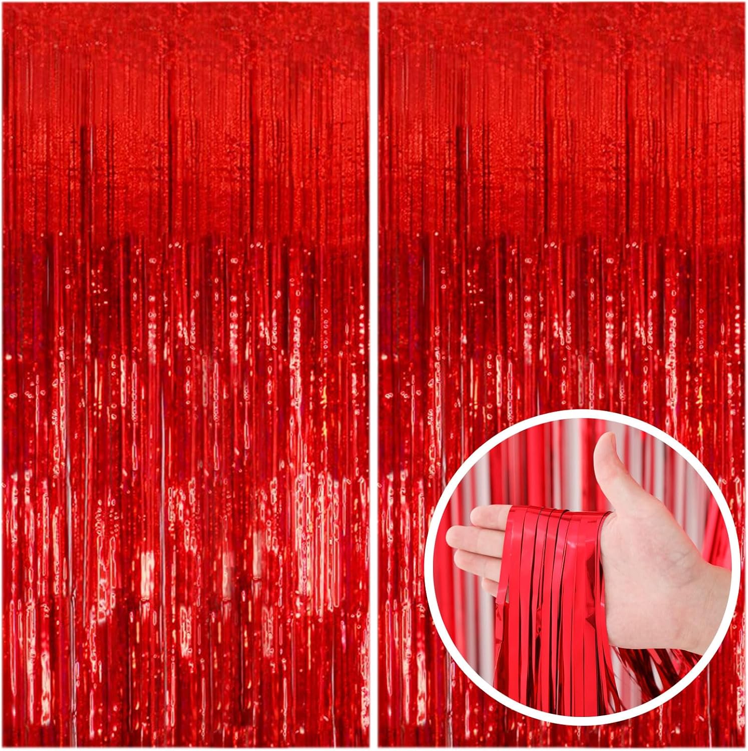 2 Pack Red Foil Streamers Party Backdrop Decor