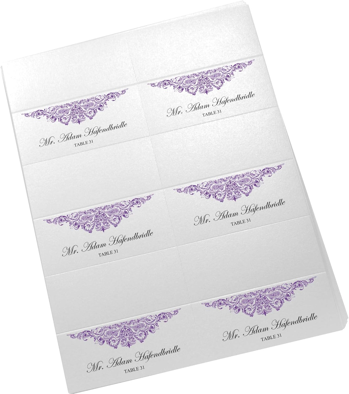 Paisley Place Cards Purple Set of 60 Laser Inkjet Printers