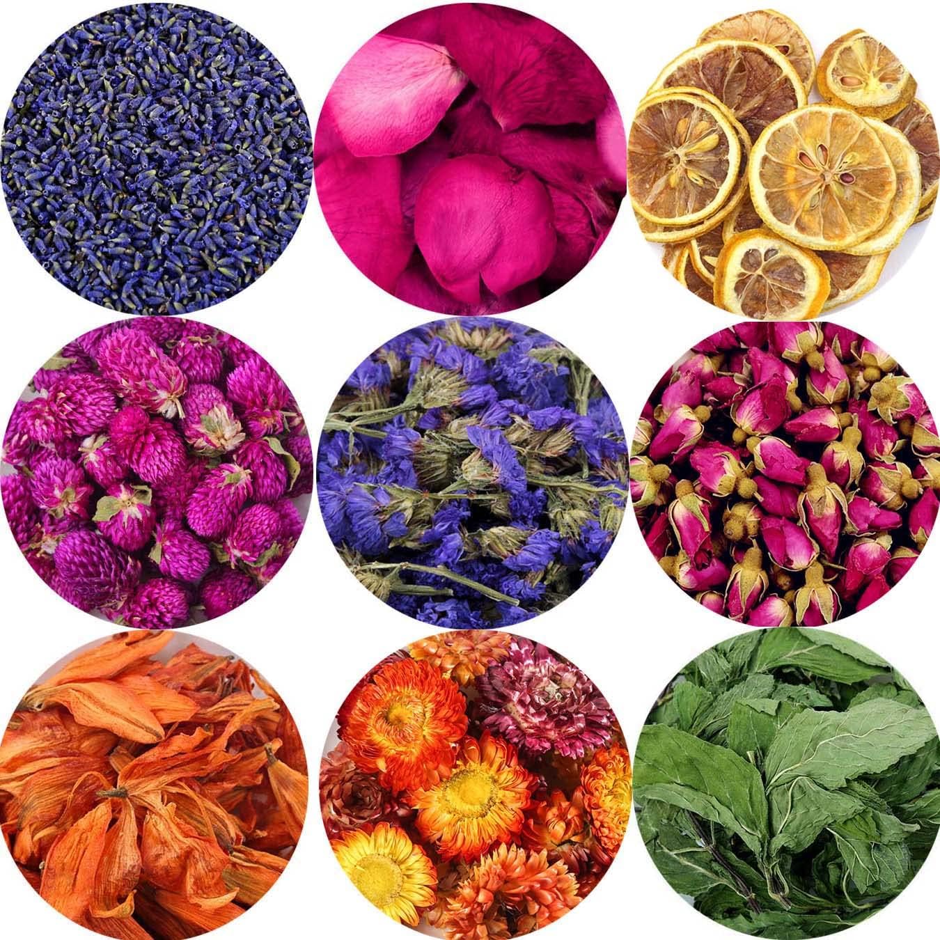 9 Bags Set Dried Flowers for Candle and Soap Making