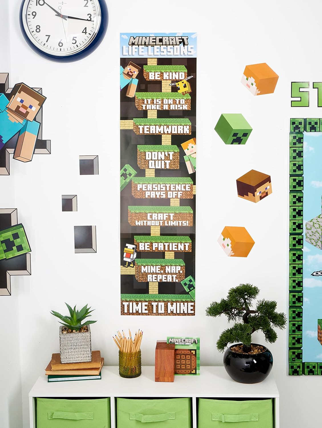 Eureka Minecraft Life Lessons Vertical Classroom Banner