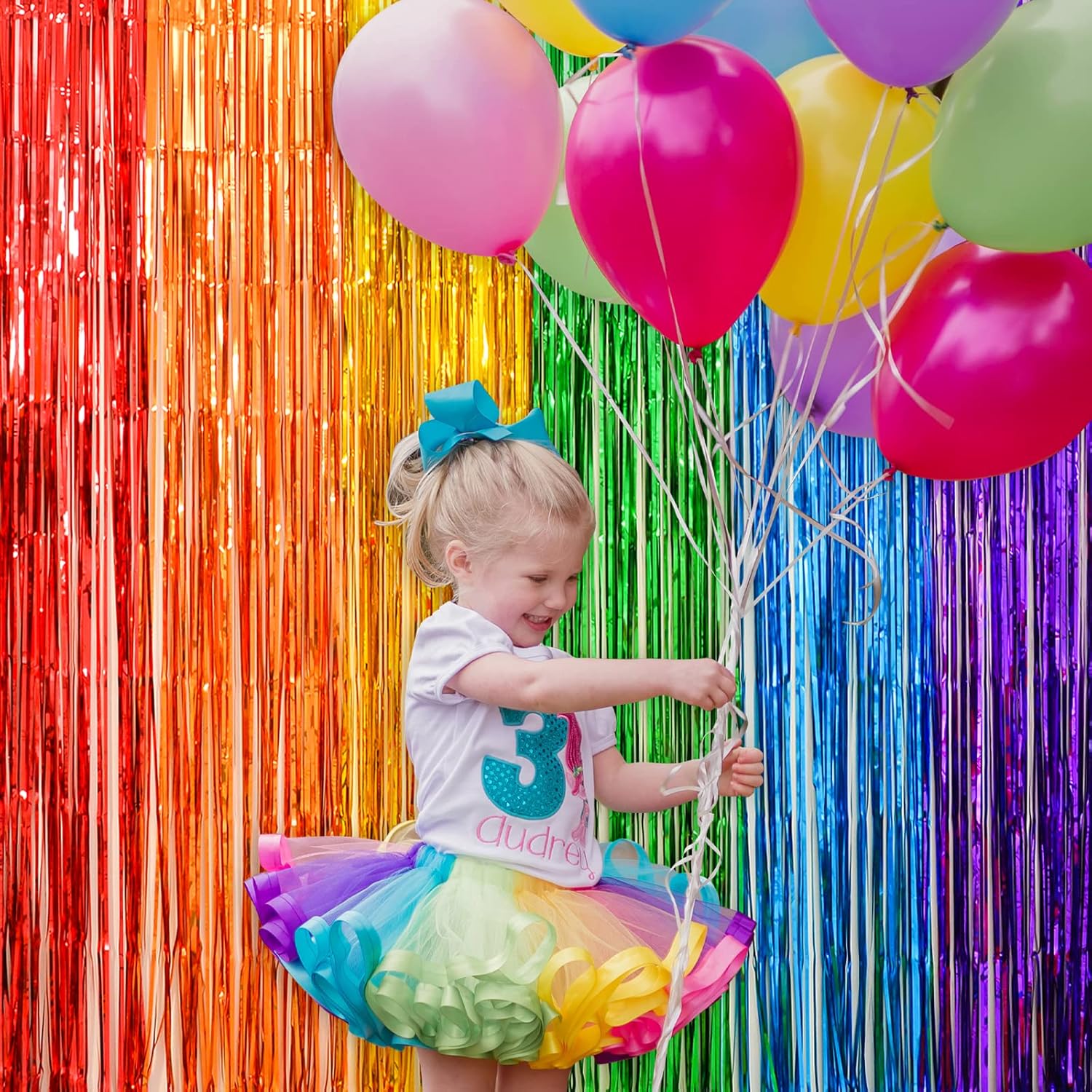 LOLStar Rainbow Foil Fringe Curtains 2 Pack 1