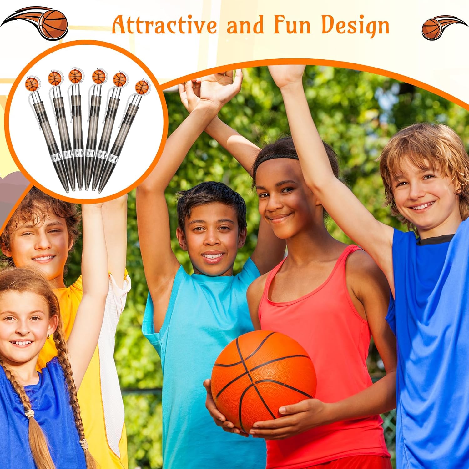 Zhanmai Basketball Design Ballpoint Pens 24 Pack