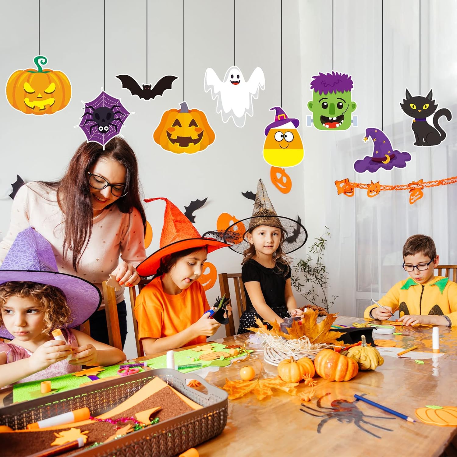 45 Halloween Cutouts with Glue Dots for Decor