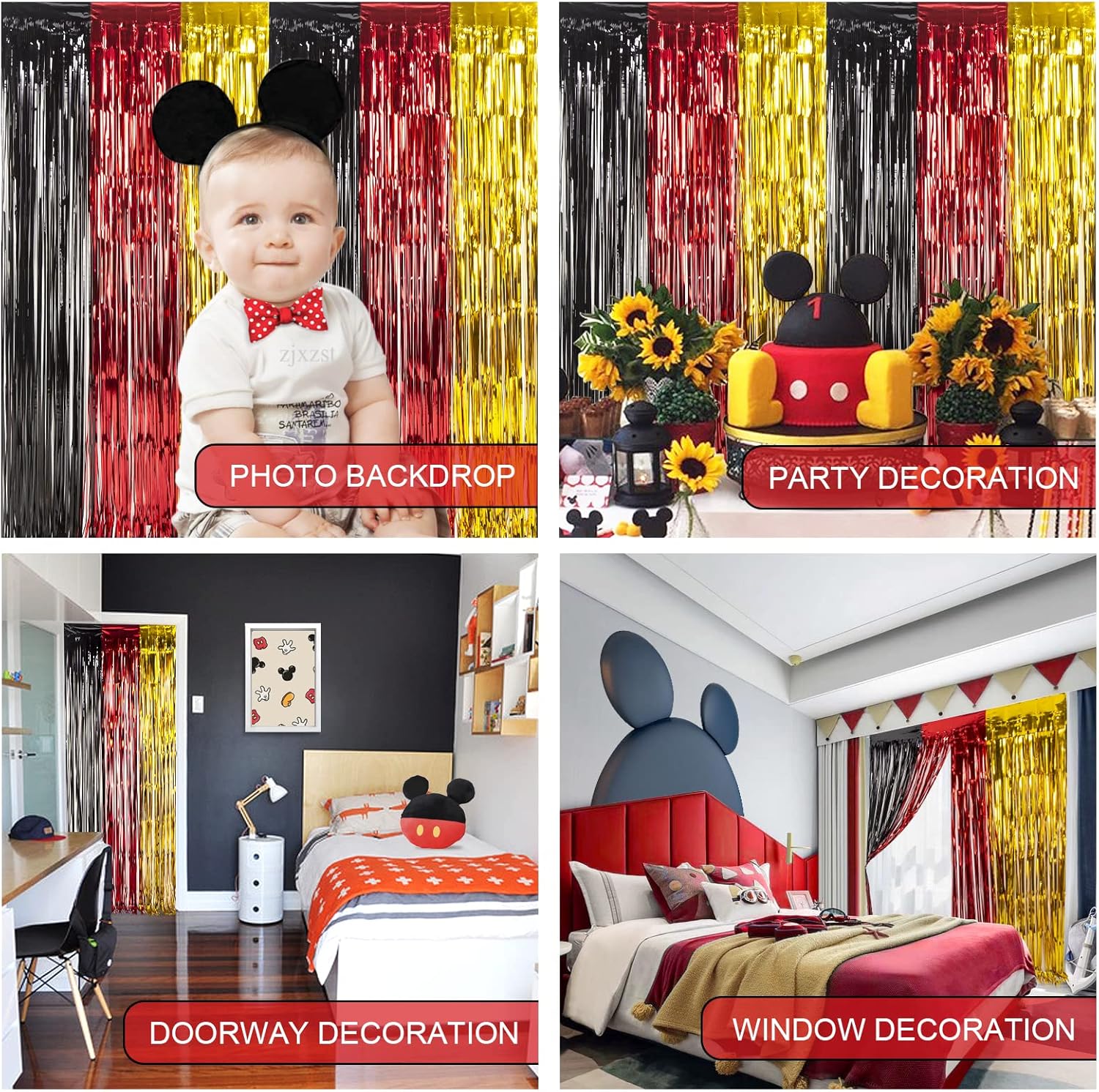 LOLStar 3 Pack Cartoon Mouse Birthday Decor Backdrop