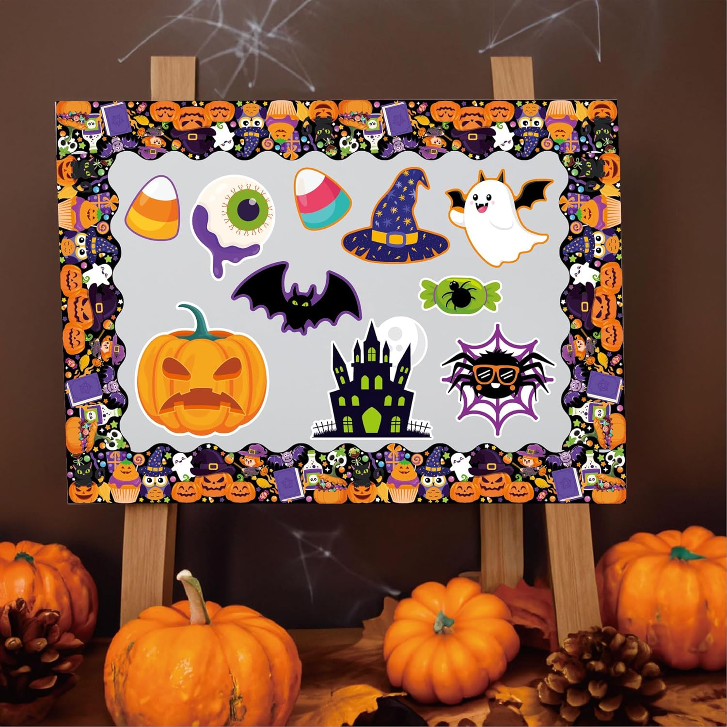 81 Pcs Halloween Bulletin Board Decor Set with Border