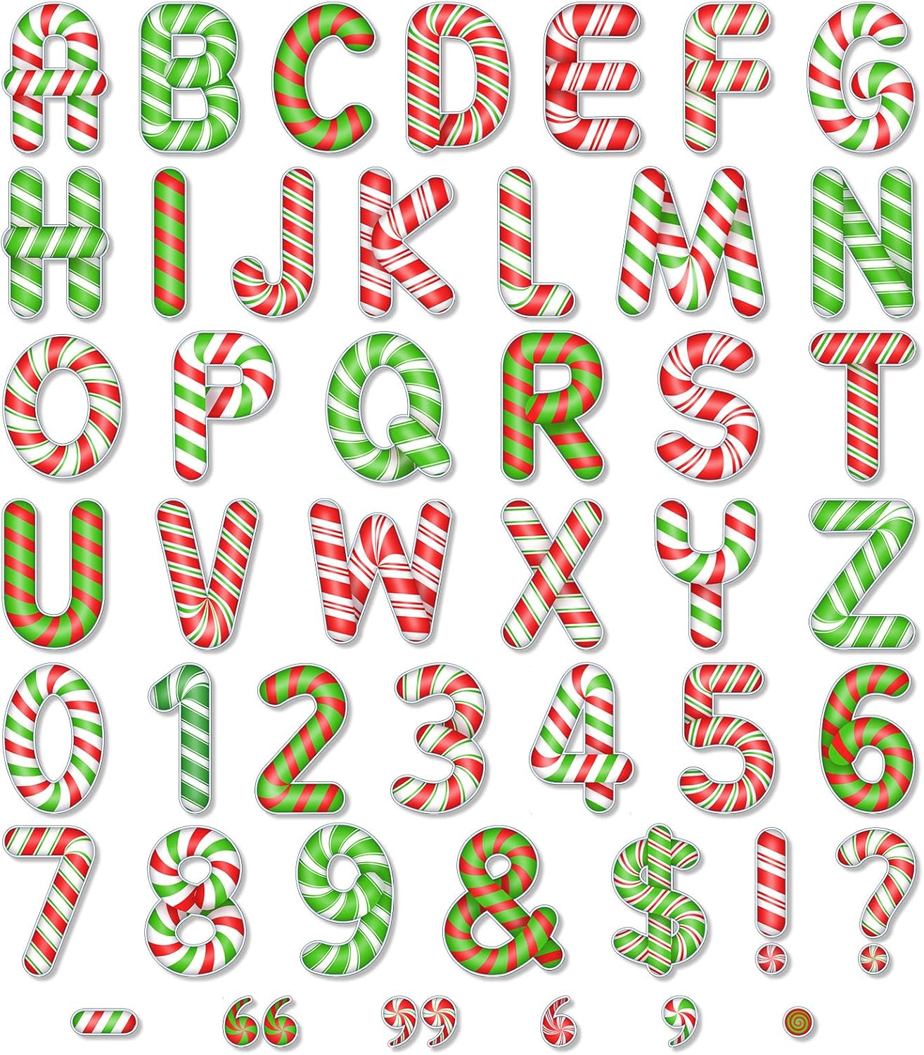 Faccito 176 Pcs Candy Cane Letters Christmas Decor Set