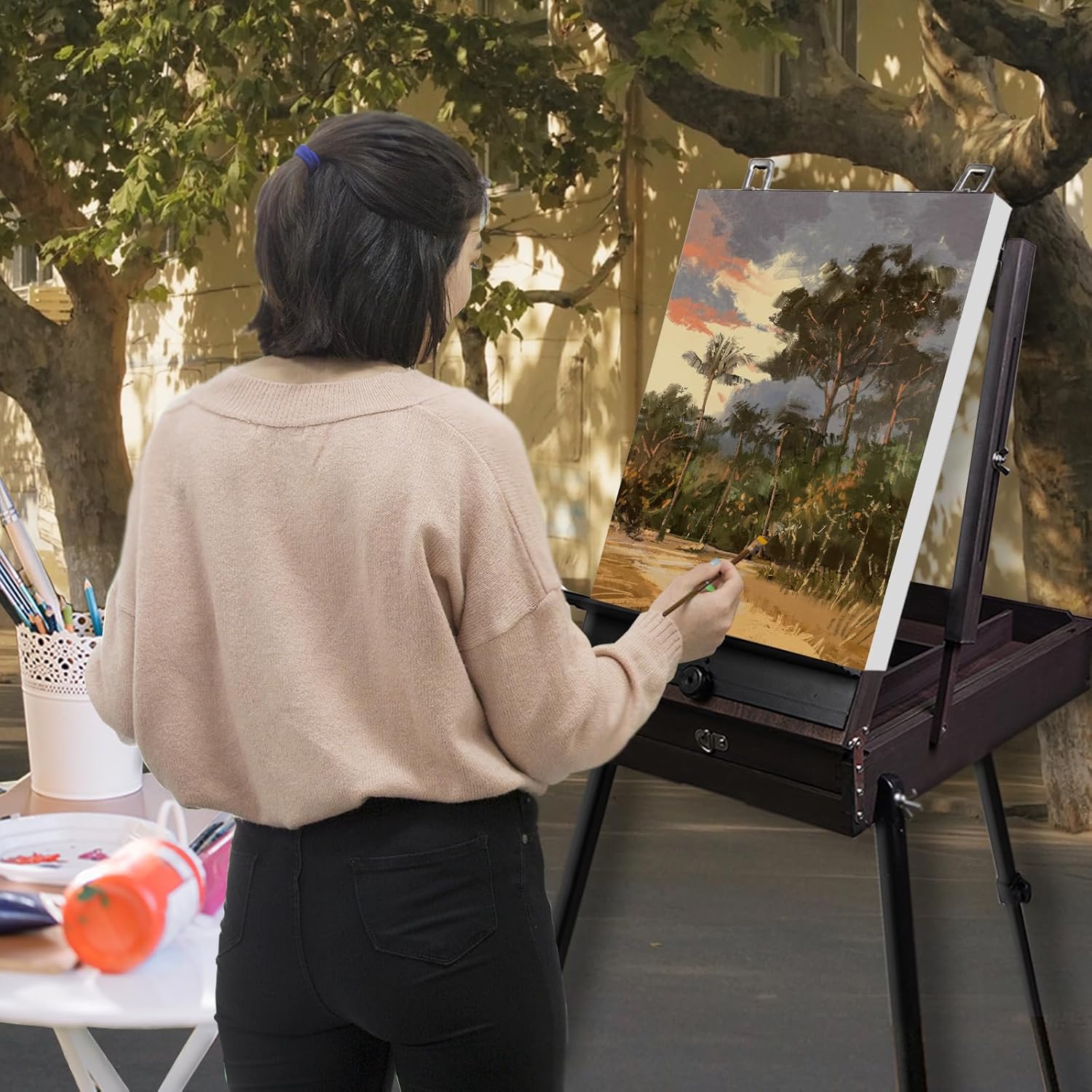 CONDA 70 Inch French Easel with Aluminum Legs and Drawer