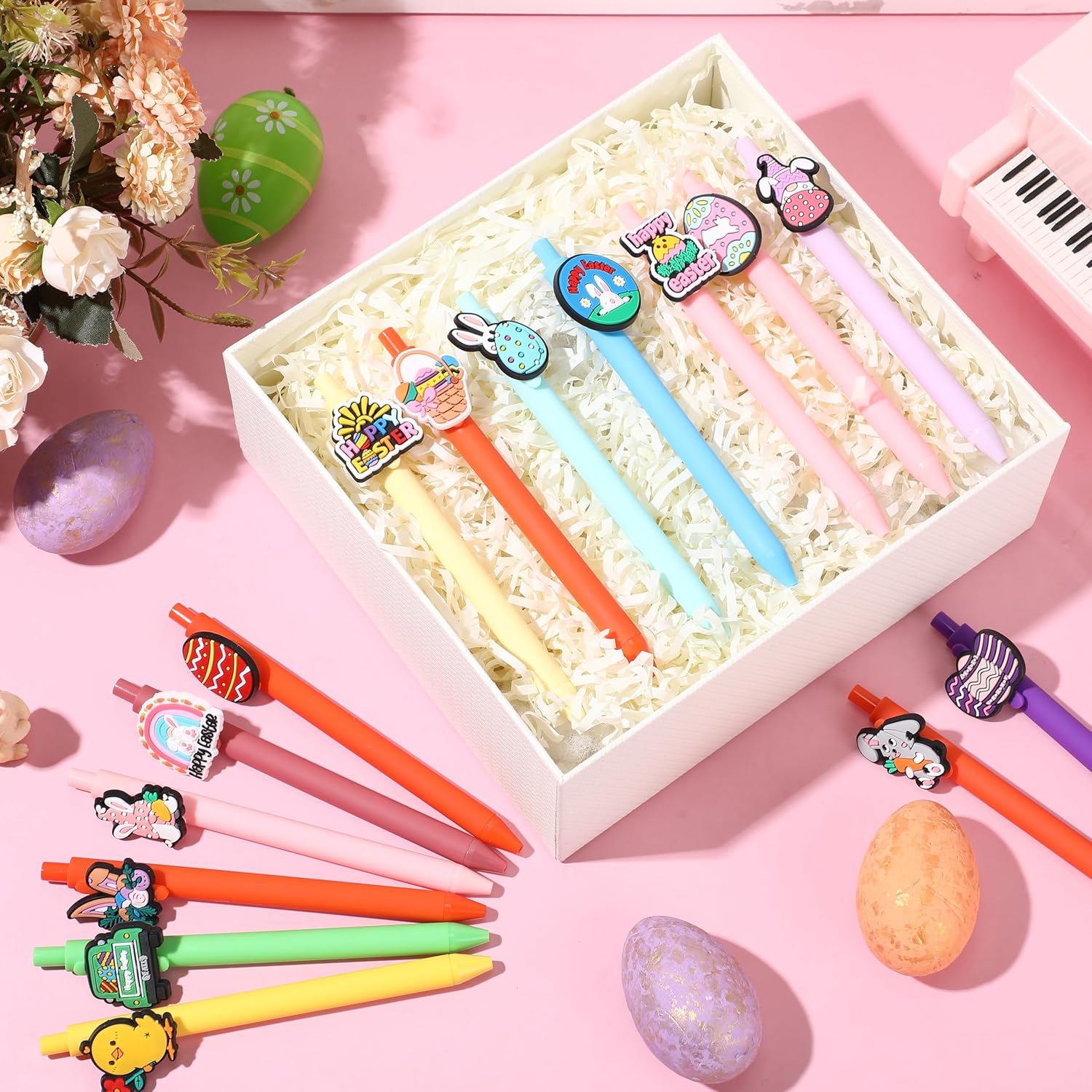 24 Pcs Cute Easter Themed Pens for Kids and Office Use