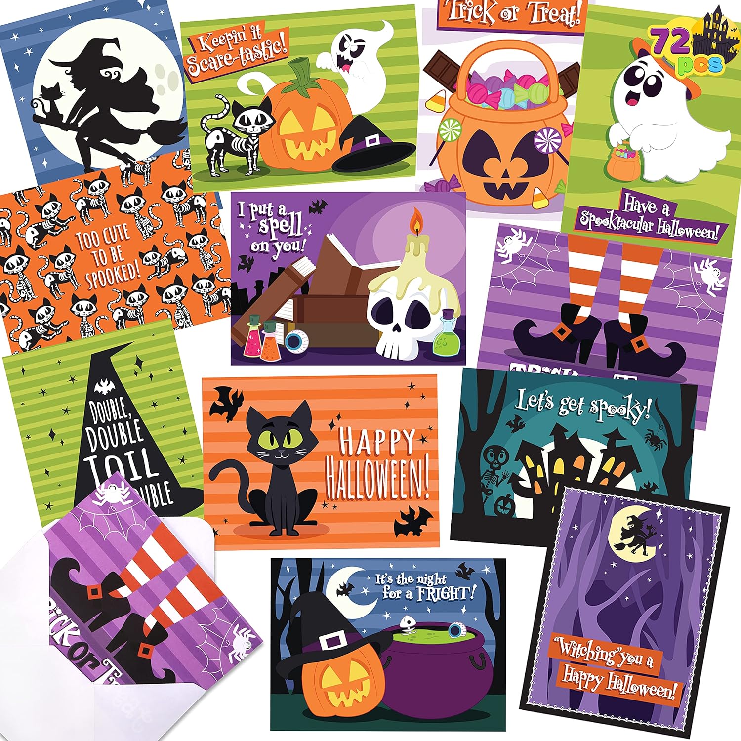 JOYIN Halloween Invitation Cards 72 Pcs 12 Designs