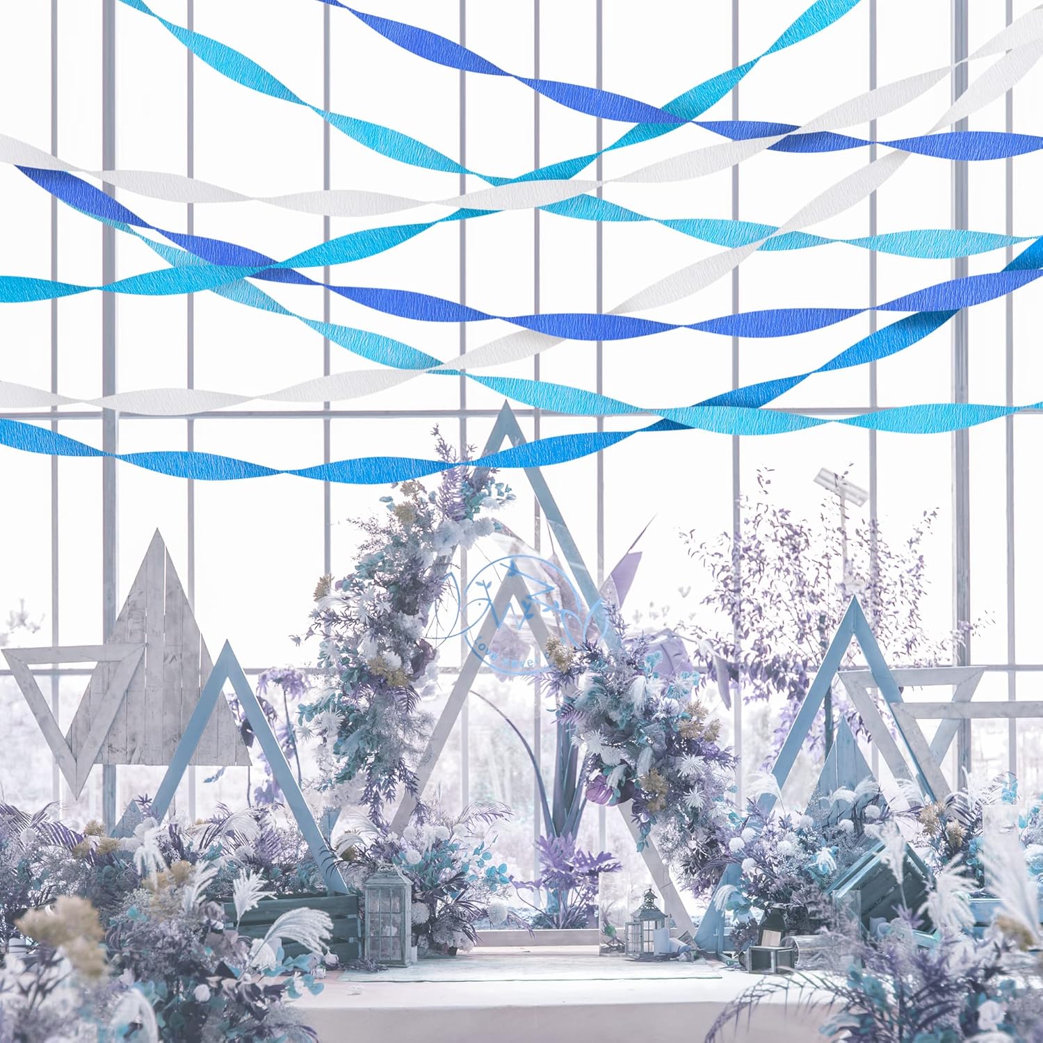 Blue Birthday Decorations 8 Rolls 656ft Crepe Paper Streamers Kit