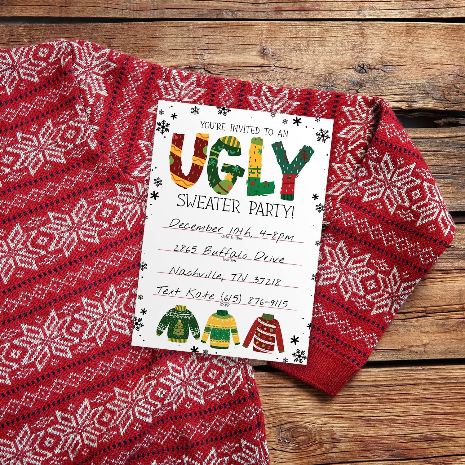 Canopy Street Ugly Sweater Party Invitations 5x7