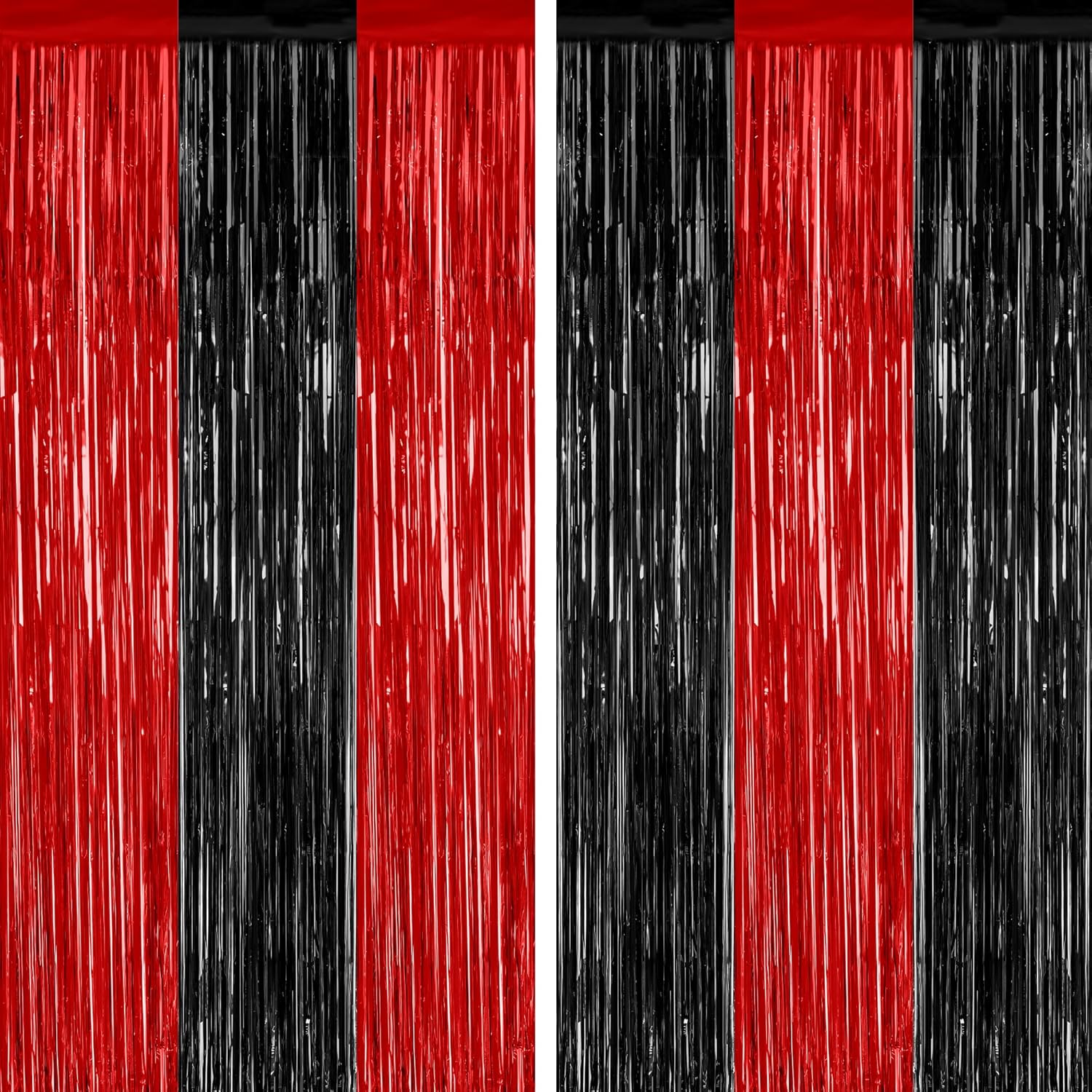 2 Pack Black and Red Party Backdrop Curtains
