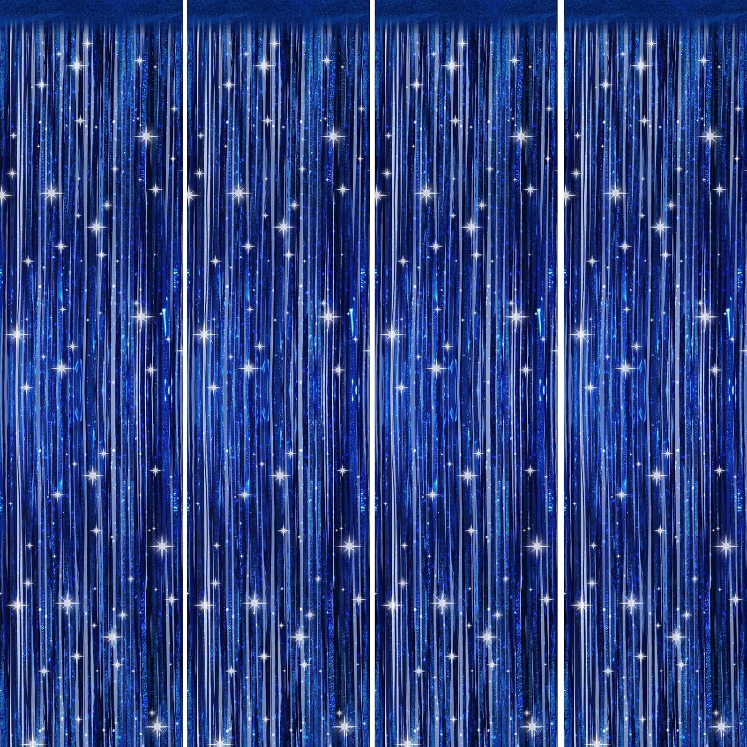Picoway 4 Pack Foil Fringe Tinsel Curtains Blue