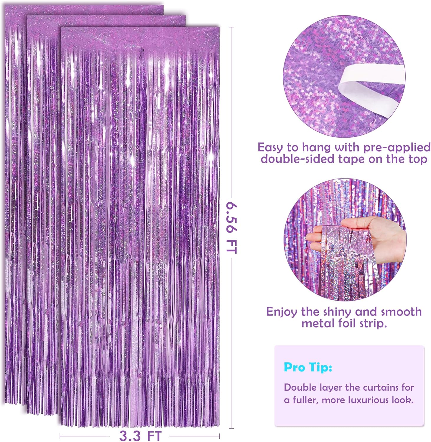 Pink Tinsel Curtain Streamers for Girls Party - 2 Pack
