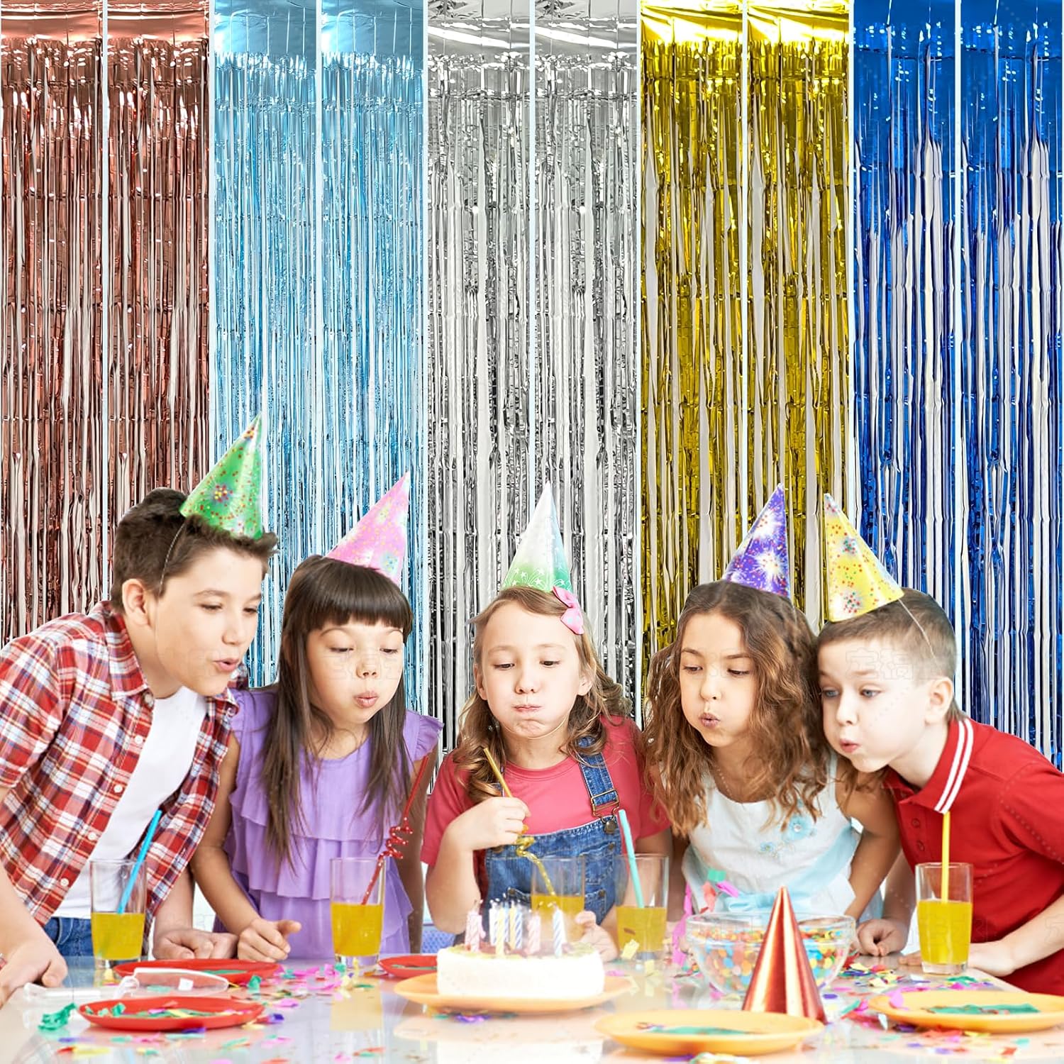 5 Pack Silver Foil Curtain Backdrop Photo Booth Props