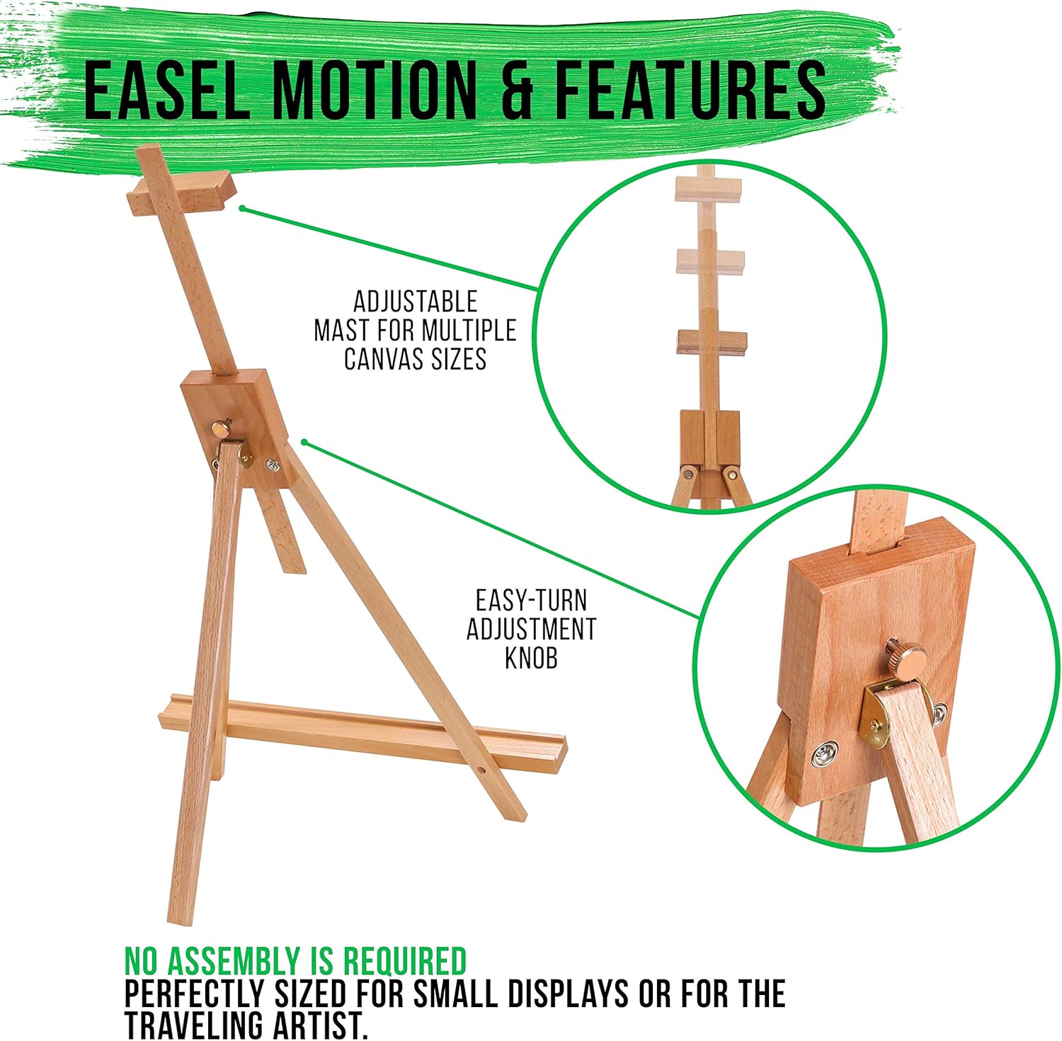 US Art Supply 31 Inch Adjustable Wood Easel