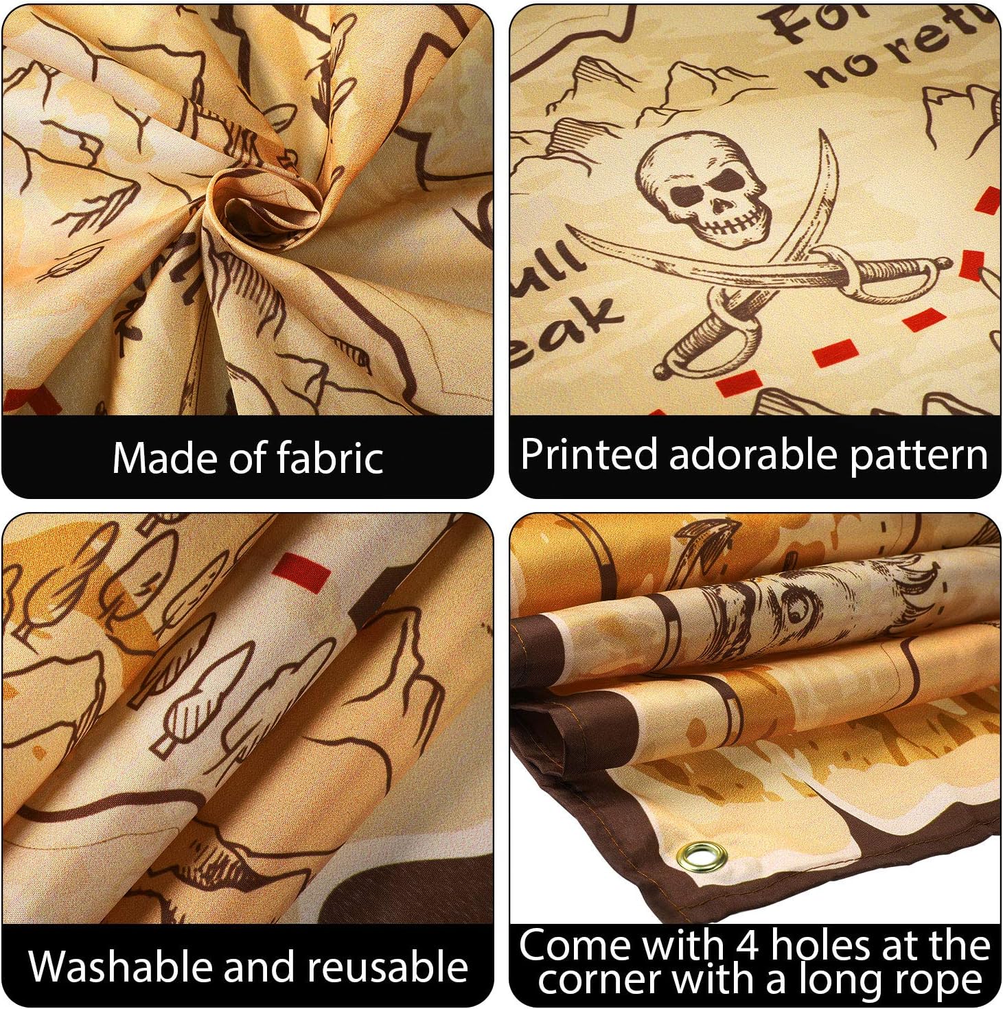 Blulu Halloween Pirate Treasure Map Backdrop