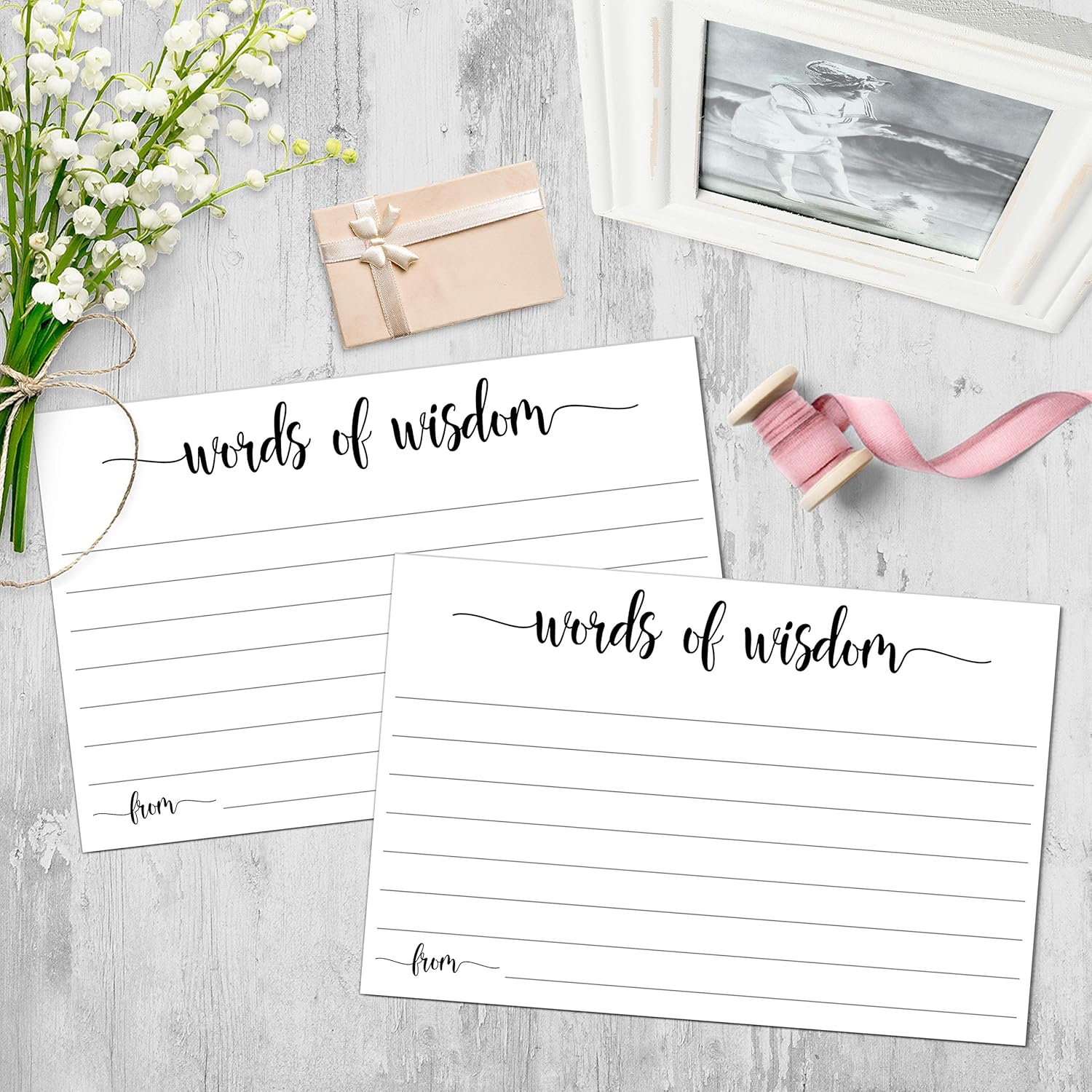 321done Words of Wisdom Card Set 50 Cards 4x6in White USA Made
