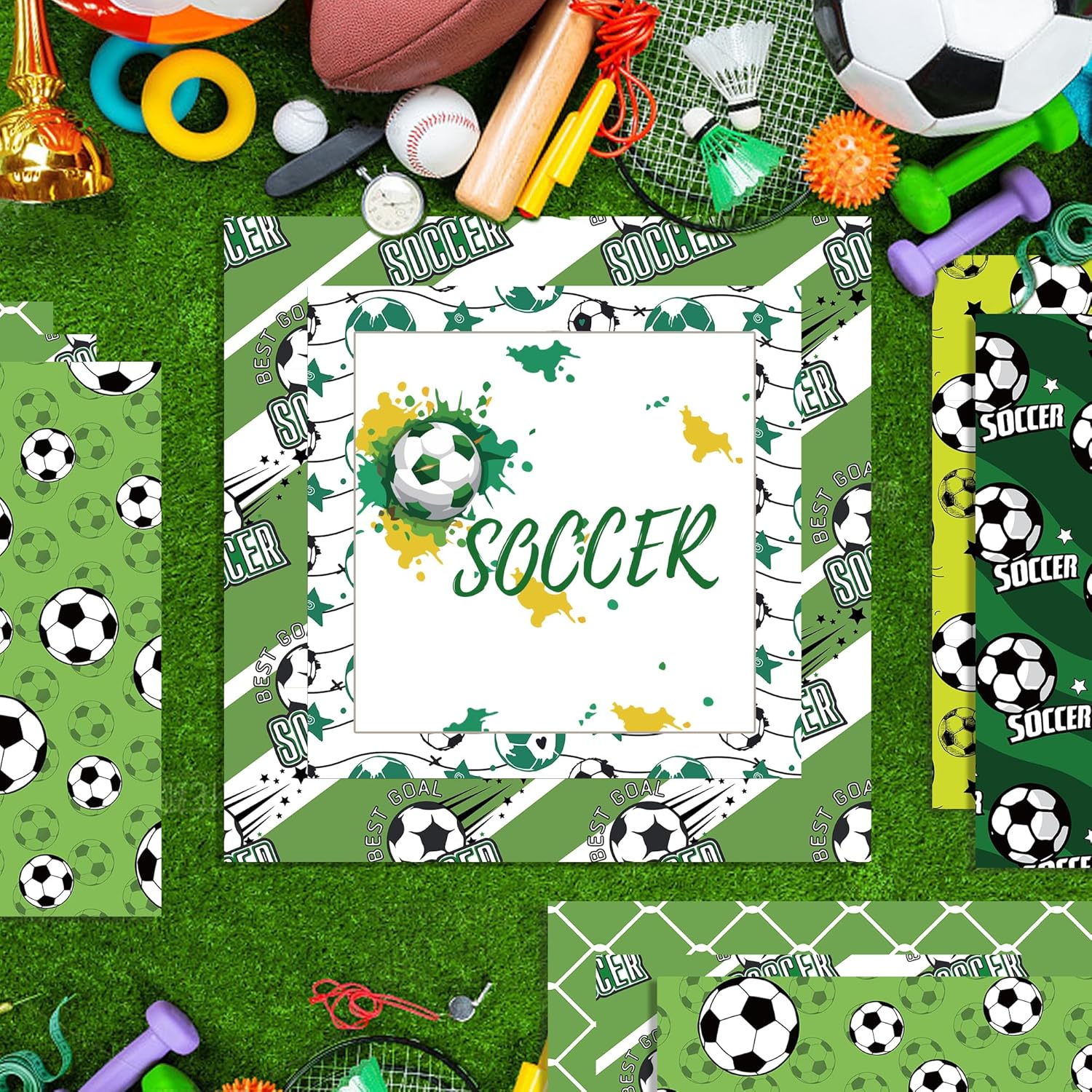 24 Pcs Soccer Pattern Decorative Paper Pad for Scrapbooking