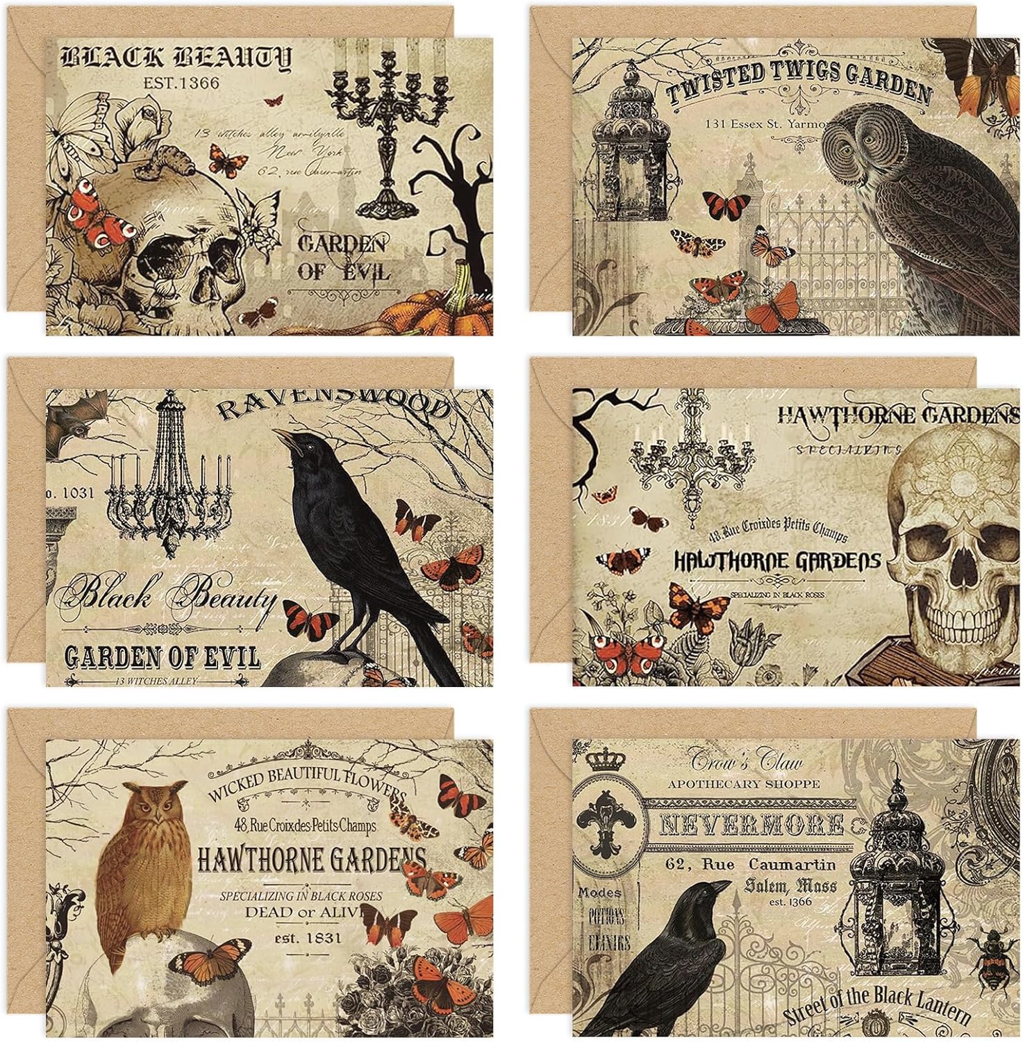 Whaline 36 Pack Halloween Greeting Cards with Envelopes and Stickers