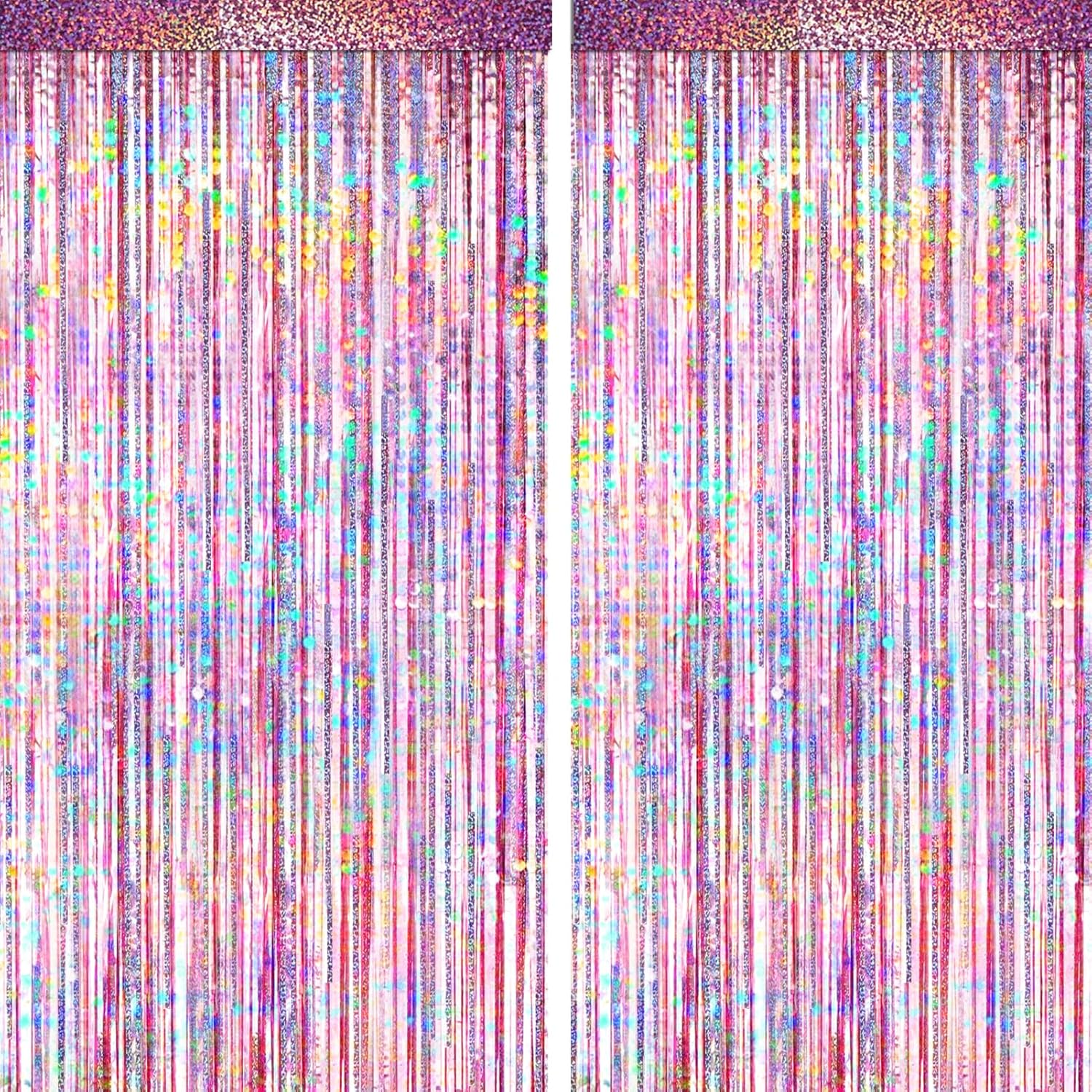 4 Pack Pink Foil Fringe Curtain Decor for Parties