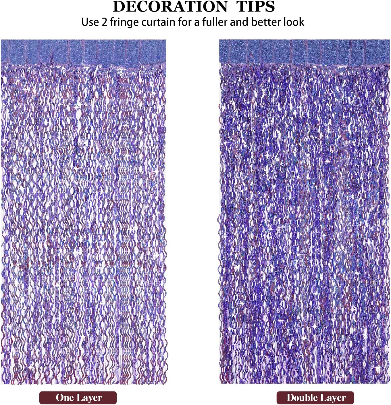 Purple Foil Fringe Curtains 3 Pack Party Decor