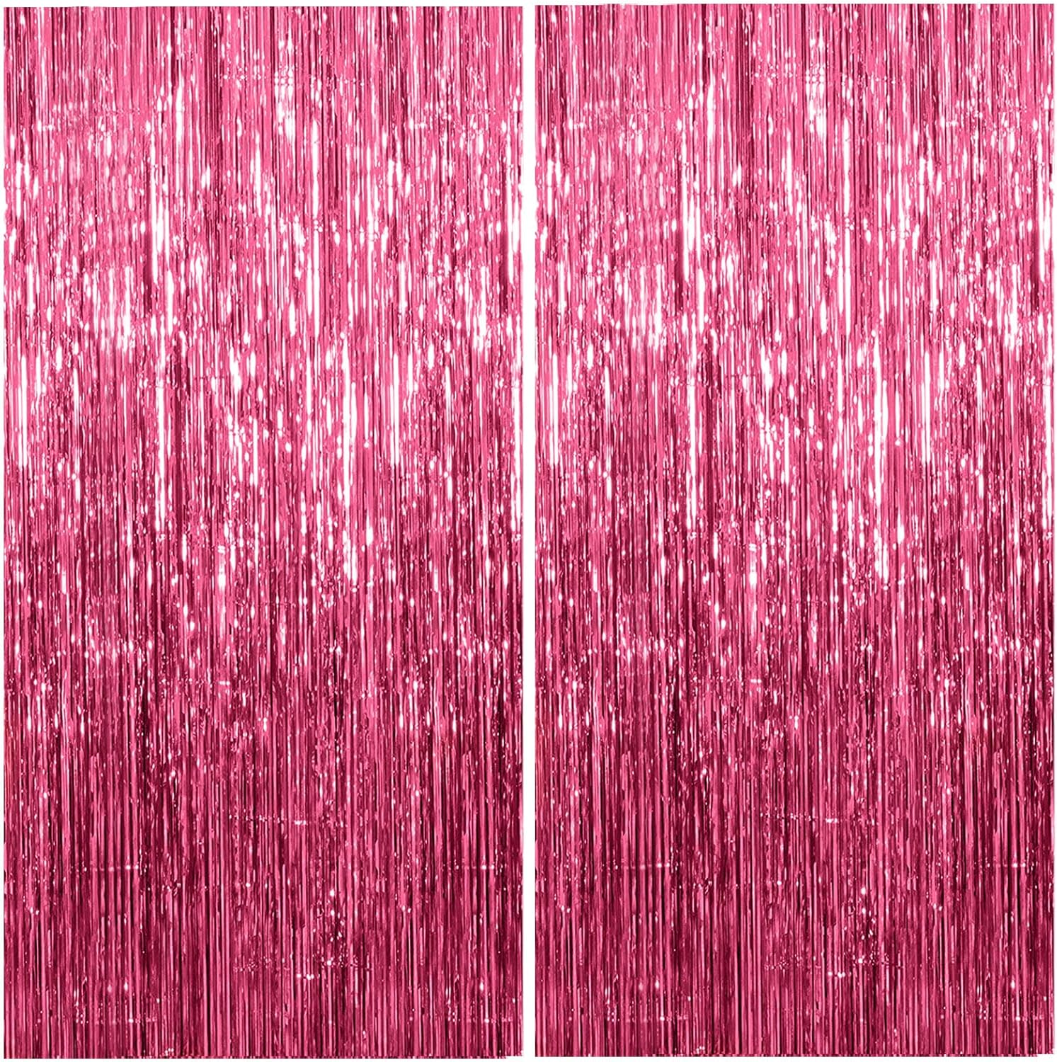 2 Pack Pink Metallic Foil Curtain Backdrop for Parties