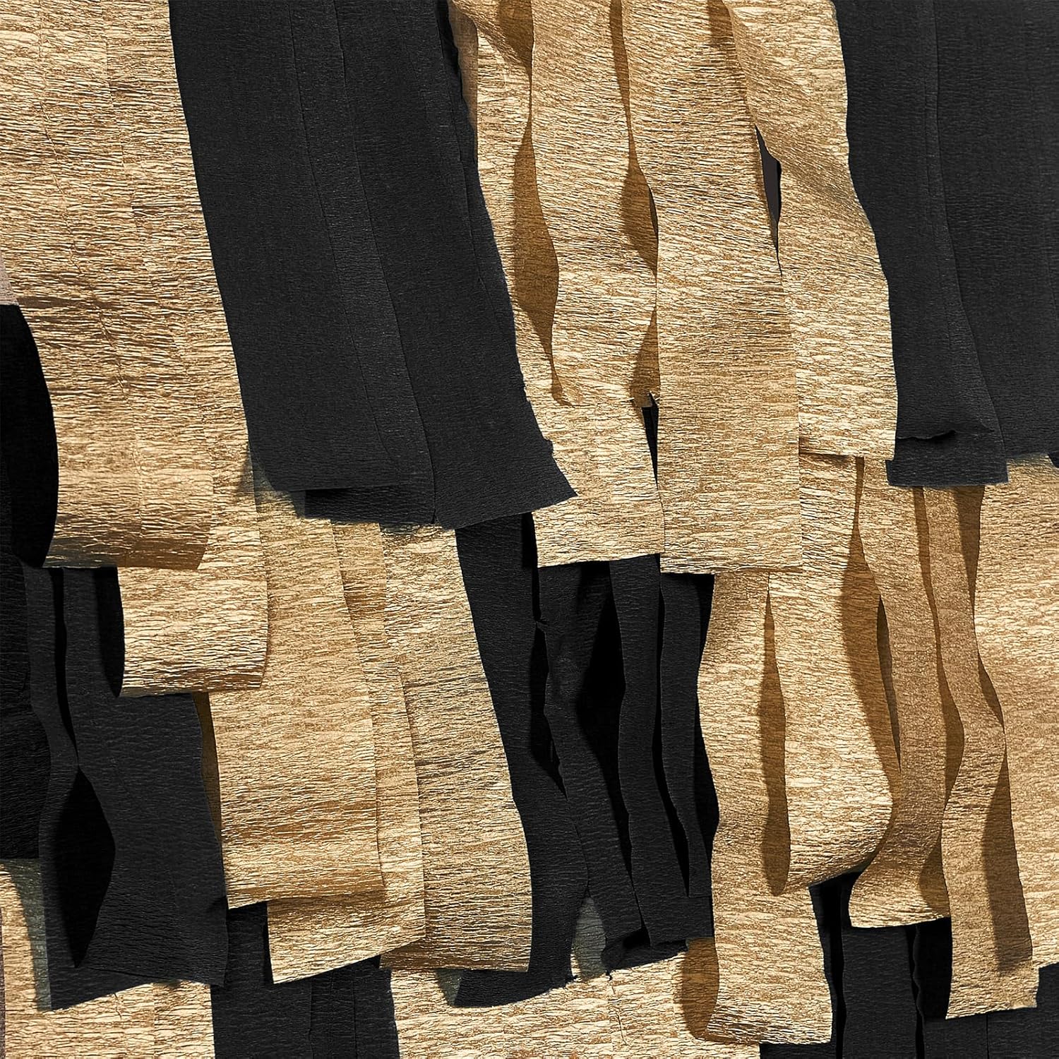PartyWoo Crepe Paper Streamers 6 Rolls Black Gold