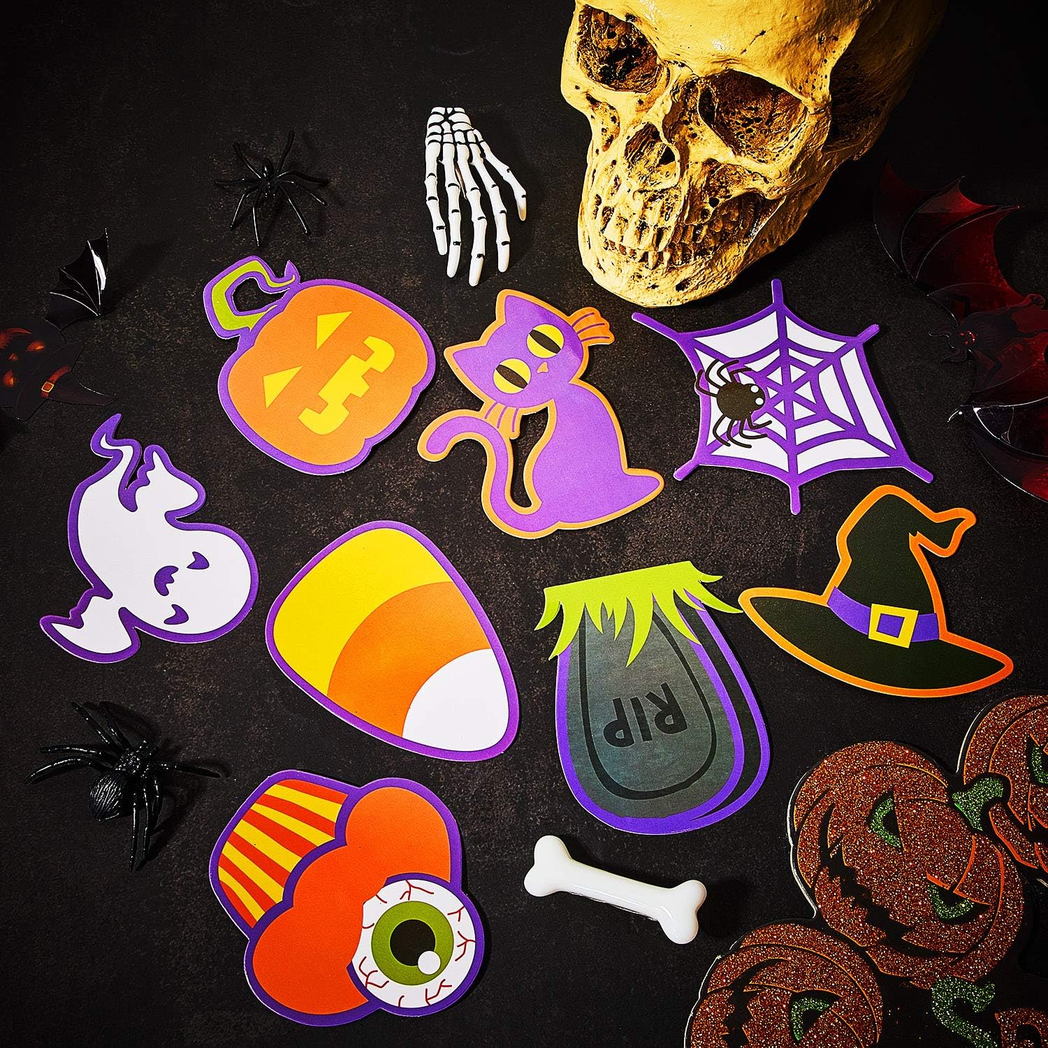 60 Halloween Cut Out Accents Mini Paper Decorations