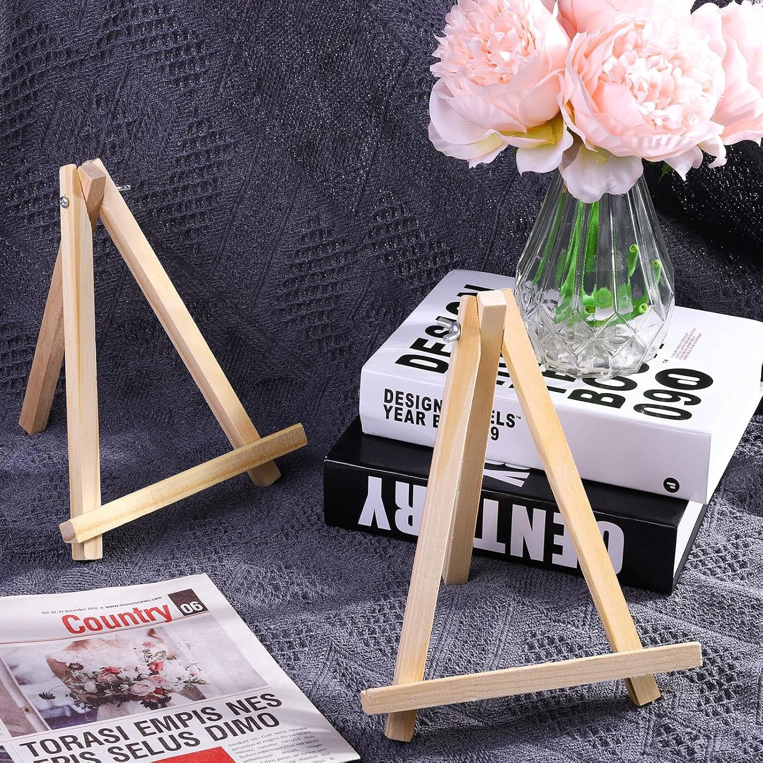 Aneco 12 Pack Foldable A-Shaped Wooden Easels